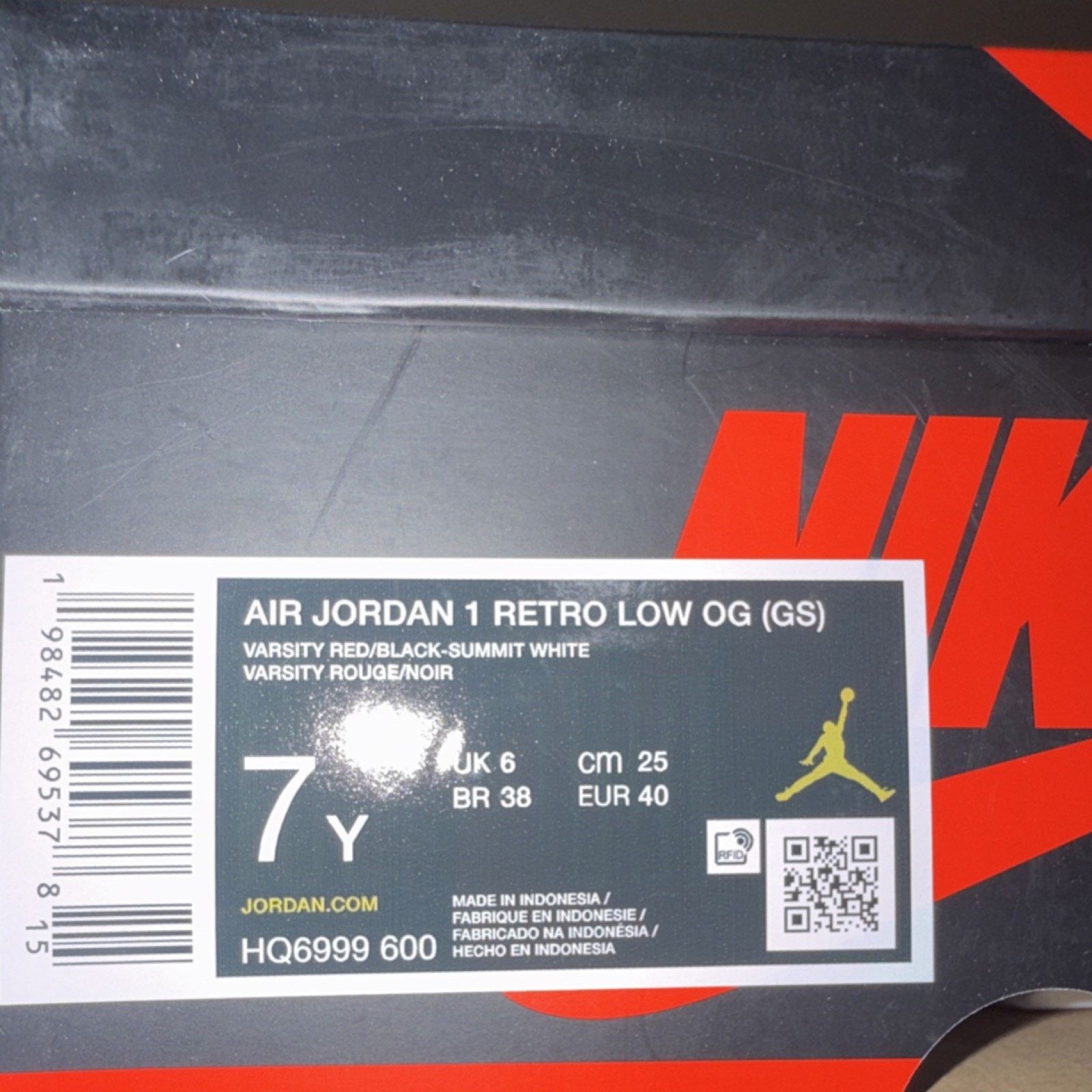 Nike Nike Air Jordan 1 Retro Low OG GS Varsity Red Black 7Y 8.5W Size US 7 / EU 40 - 9 Thumbnail