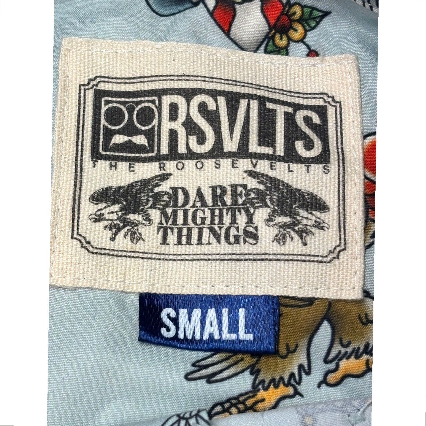 Vintage RSVLTS Shirt Mens Small Americana Tattoo Print Short Sleeve Button Down Blue Size US S / EU 44-46 / 1 - 3 Thumbnail
