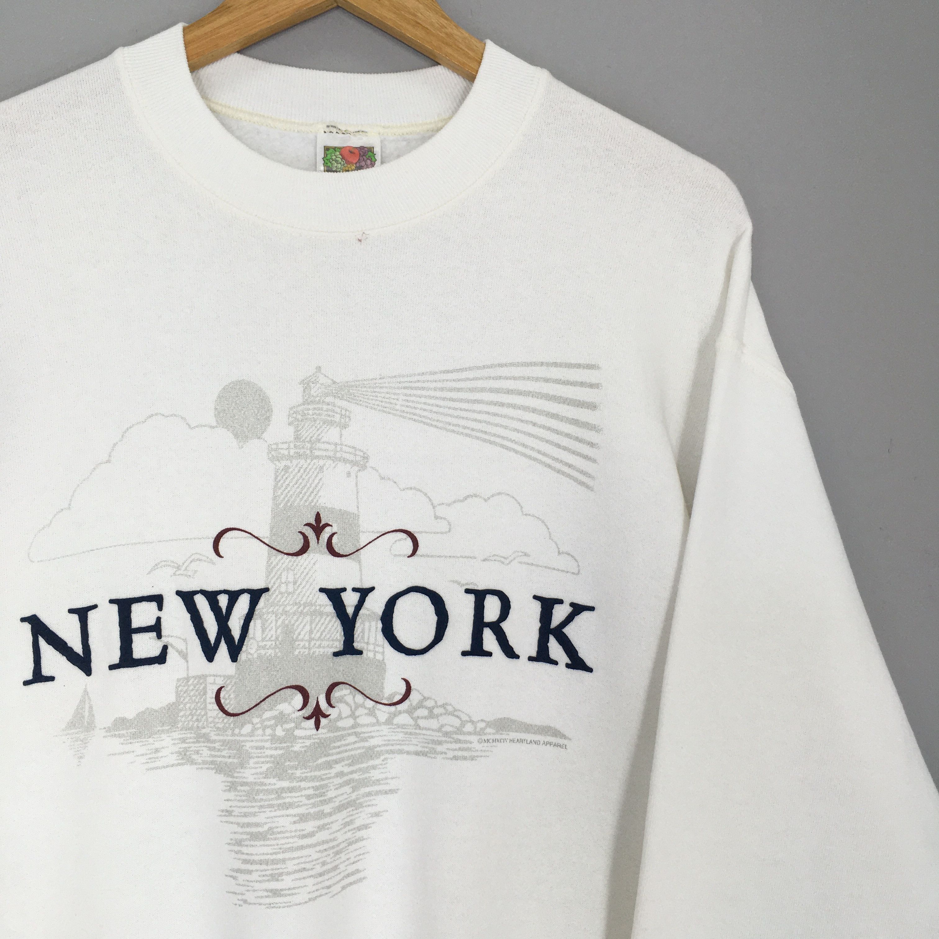 Vintage Vintage 90s New York City White Sweatshirt Medium Size US M / EU 48-50 / 2 - 2 Thumbnail