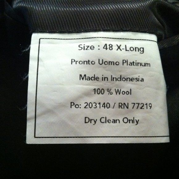 Pronto Uomo PRONTO UOMO PLATINUM MENS 100%WOOL 3PC SUIT SIZE: 48 X-LONG Size 48L - 5 Thumbnail