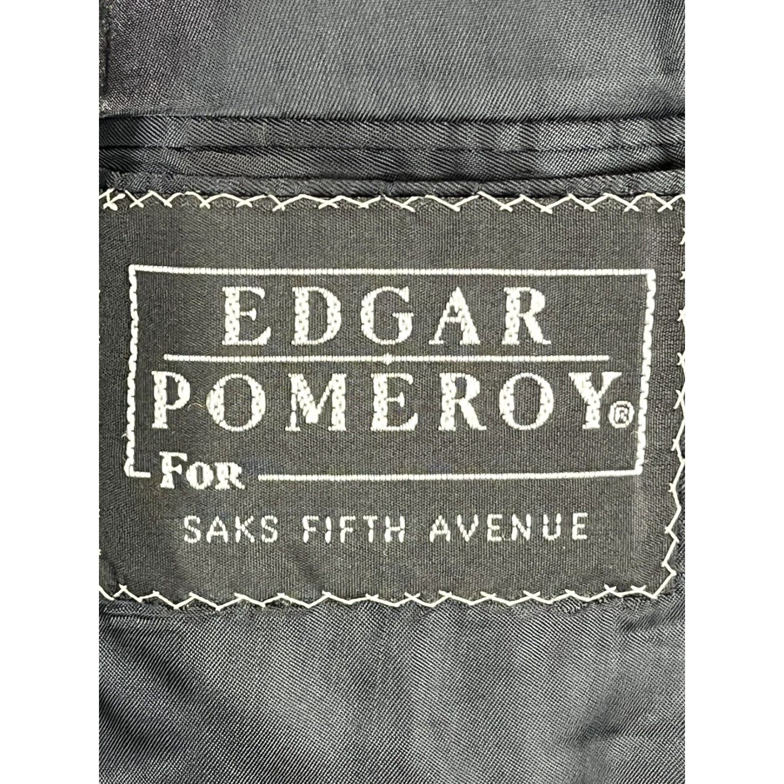 Vintage VINTAGE Edgar Pomeroy Suit 2 Piece 42L Black Pinstripe USA Mens *Flaw* Size 42R - 7 Thumbnail
