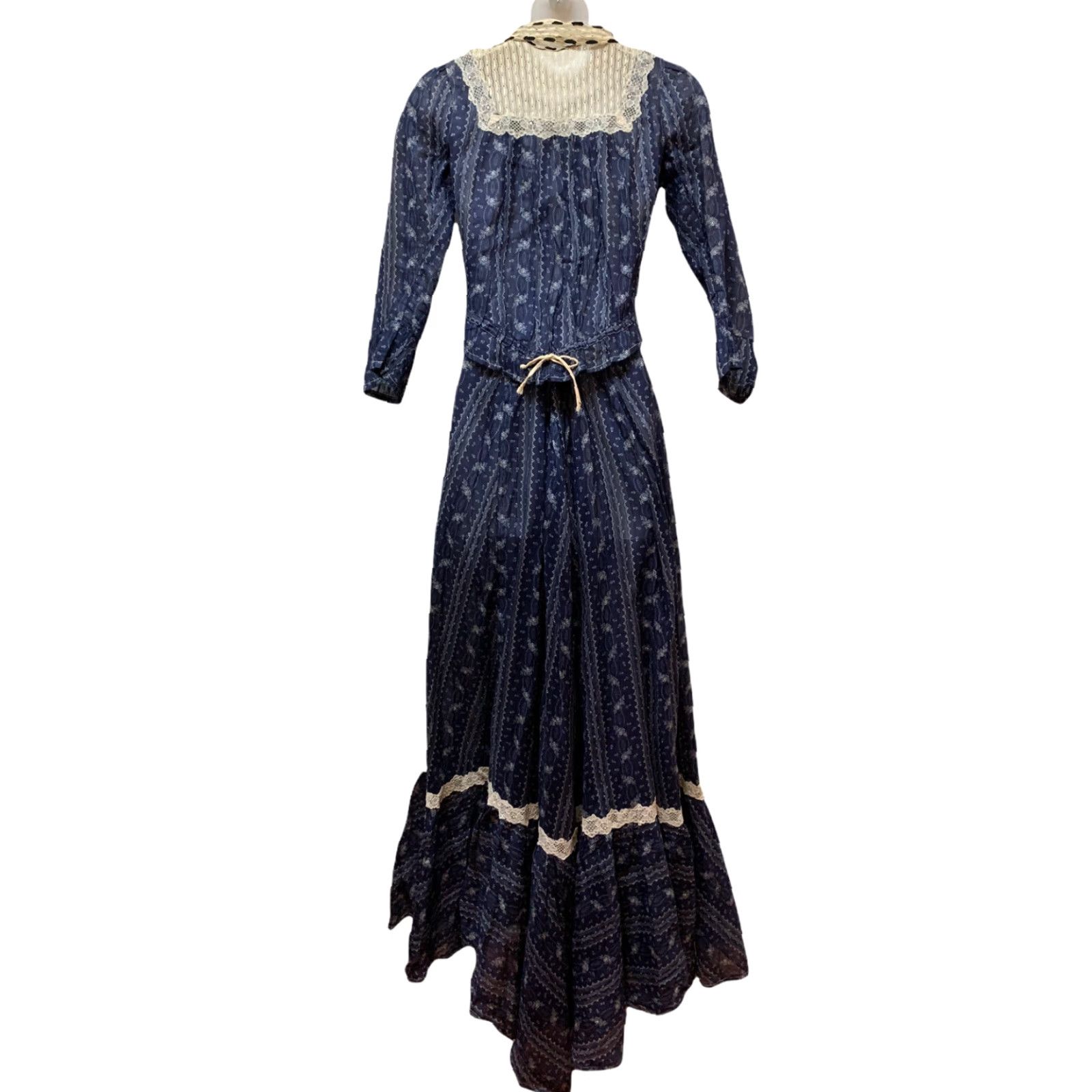 Vintage VINTAGE Antique Victorian Edwardian Dress & Top Skirt Set Long Prairie Skirt Corset Top XS/S Blue Prairie Size 4XL / US 24-26 - 2 Thumbnail