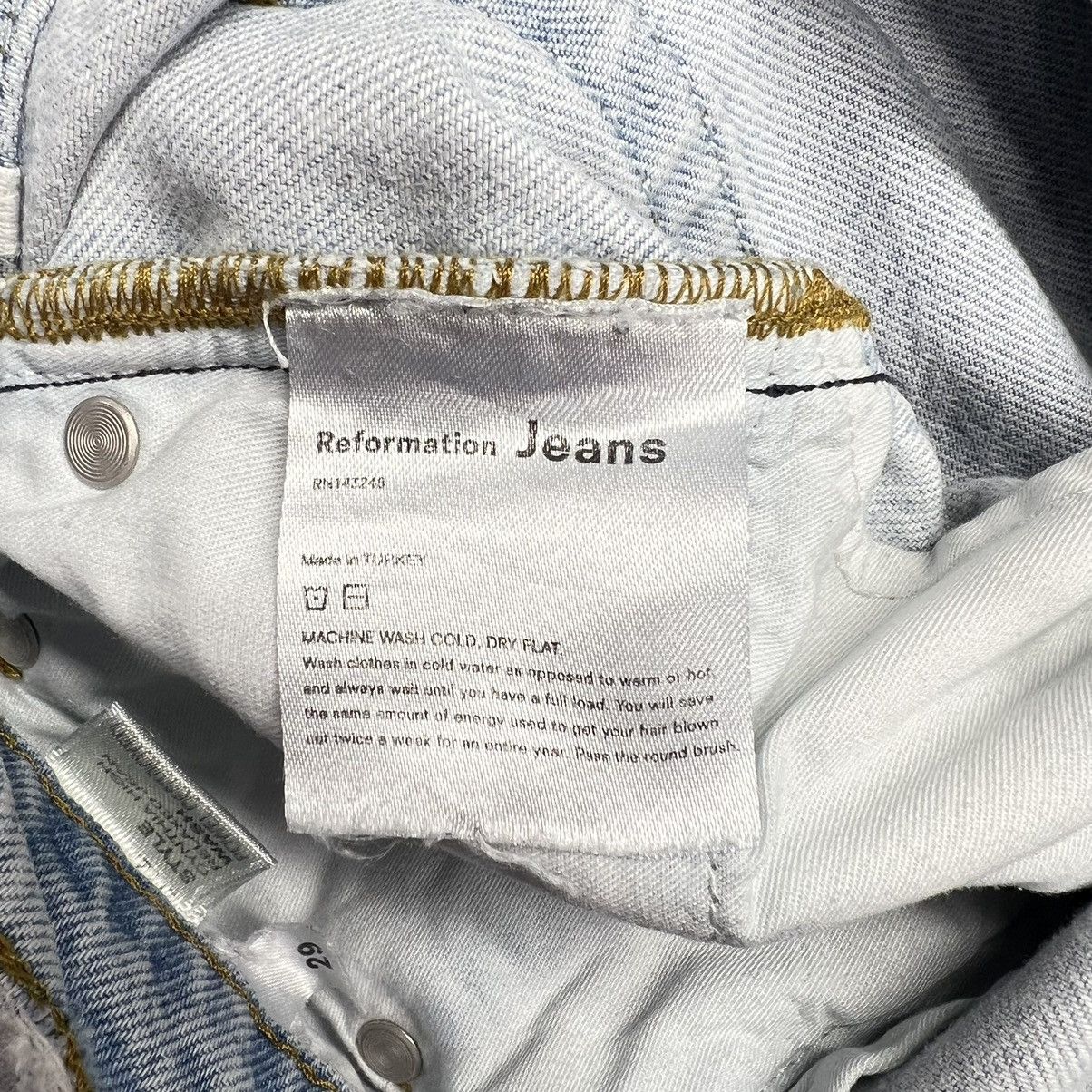 Reformation Reformation Jeans Blue Cynthia High Rise Relaxed Denim Rip Size 29" - 16 Thumbnail