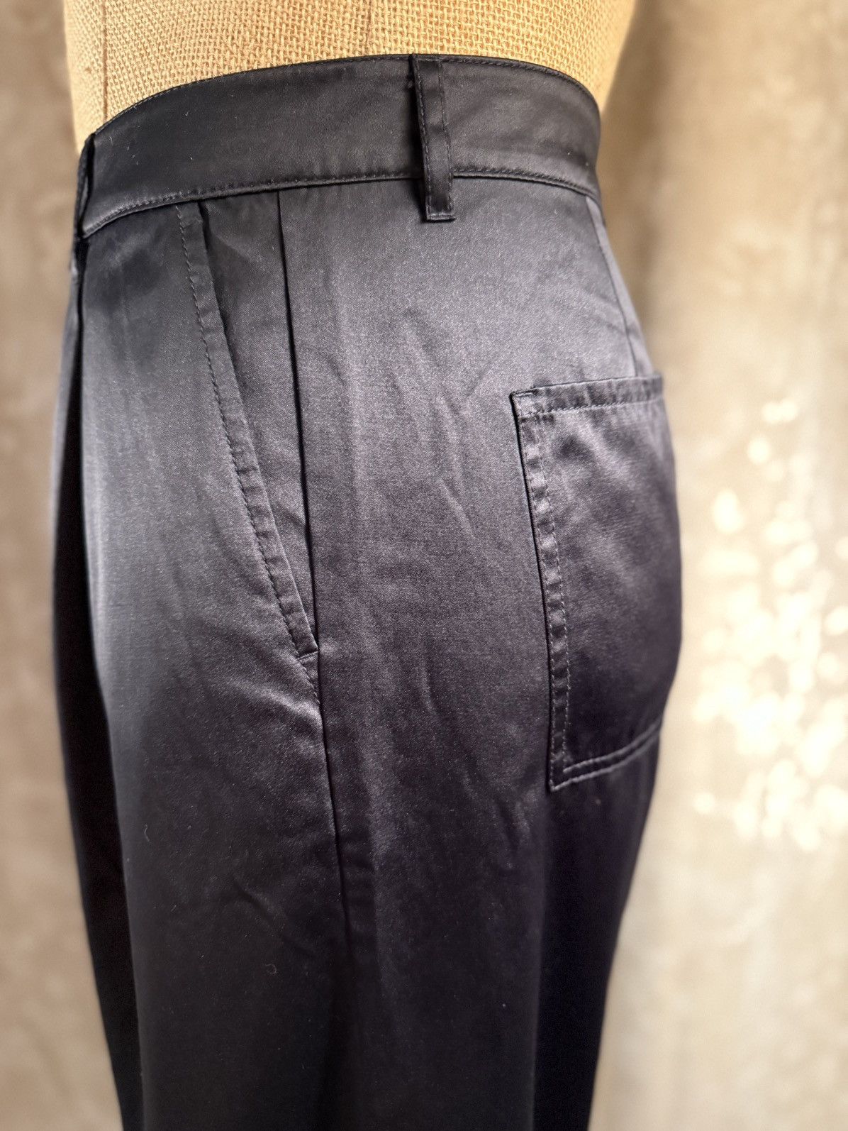 Asos Chic Black Satin Wide-Leg Pants – Elegant & Edgy Size US 29 - 6 Thumbnail