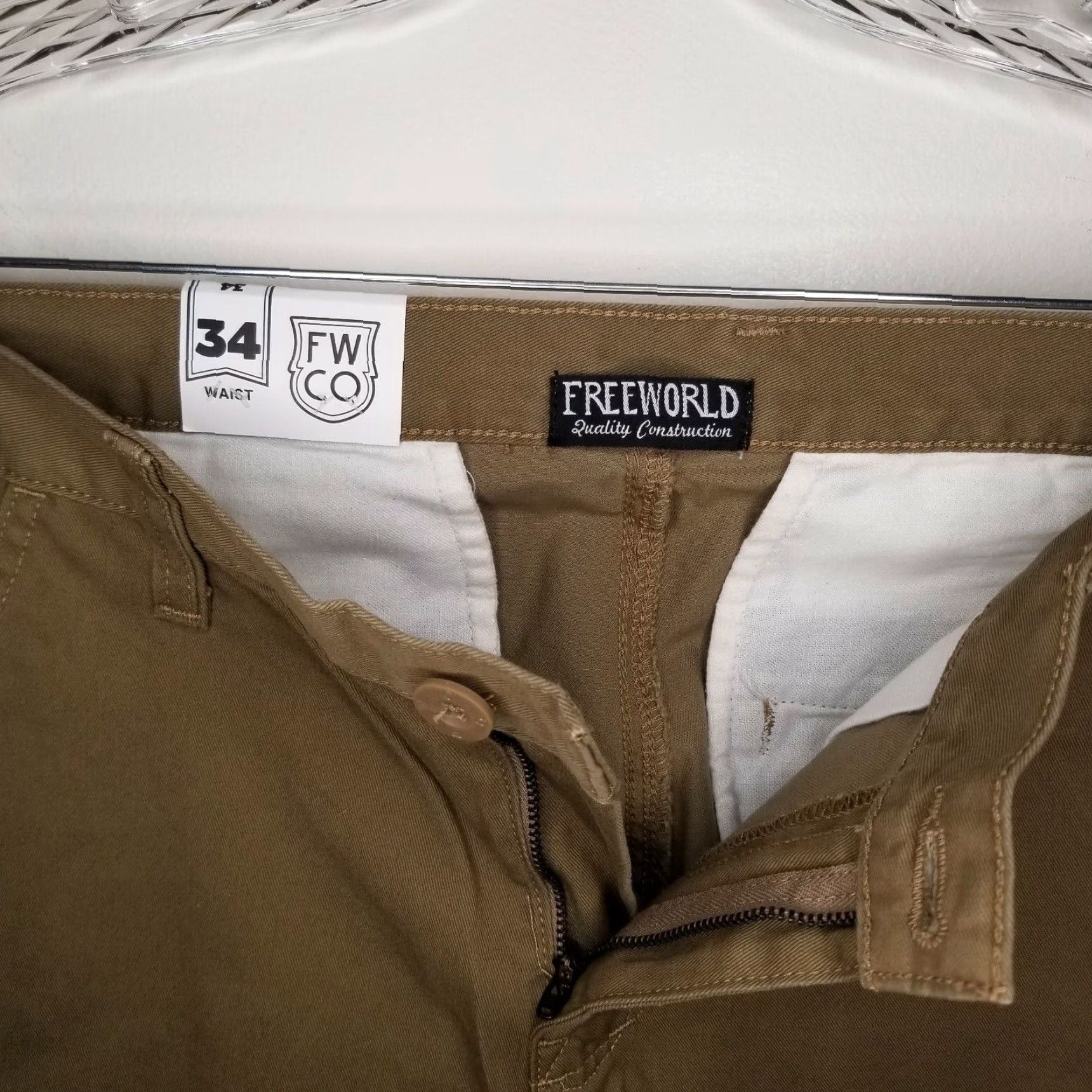 Vintage NEW Free World Mens Beige Chino Pants Slim Straight Size 34x29 Size US 34 / EU 50 - 3 Thumbnail