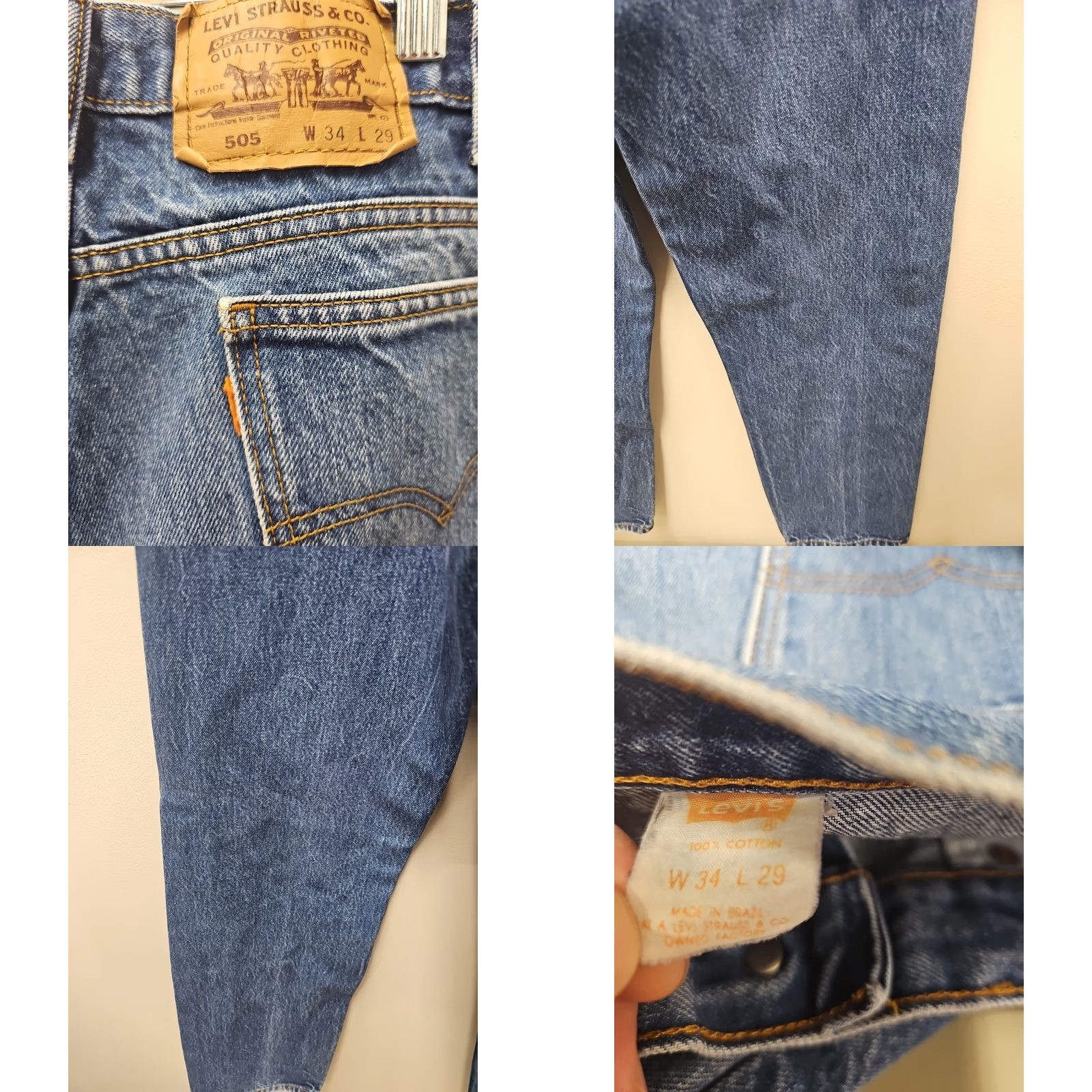 Levi's VINTAGE Levi's 505 Jeans Men 34x29 Blue Denim Regular Fit Straight 90s Mens Worldwide Size US 34 / EU 50 - 8 Thumbnail