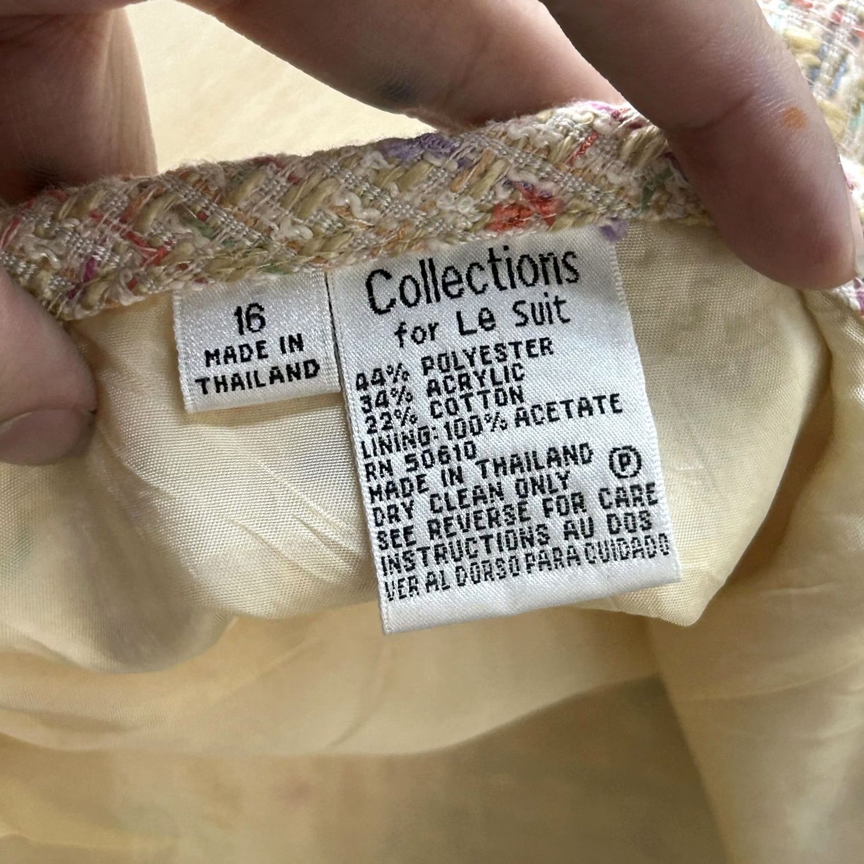 Vintage VINTAGE Le Suit Skirt Womens 16 Beige Tweed Knee Length Lined Pencil 90s Business Womens Size 38" / US 16 / IT 52 - 2 Thumbnail