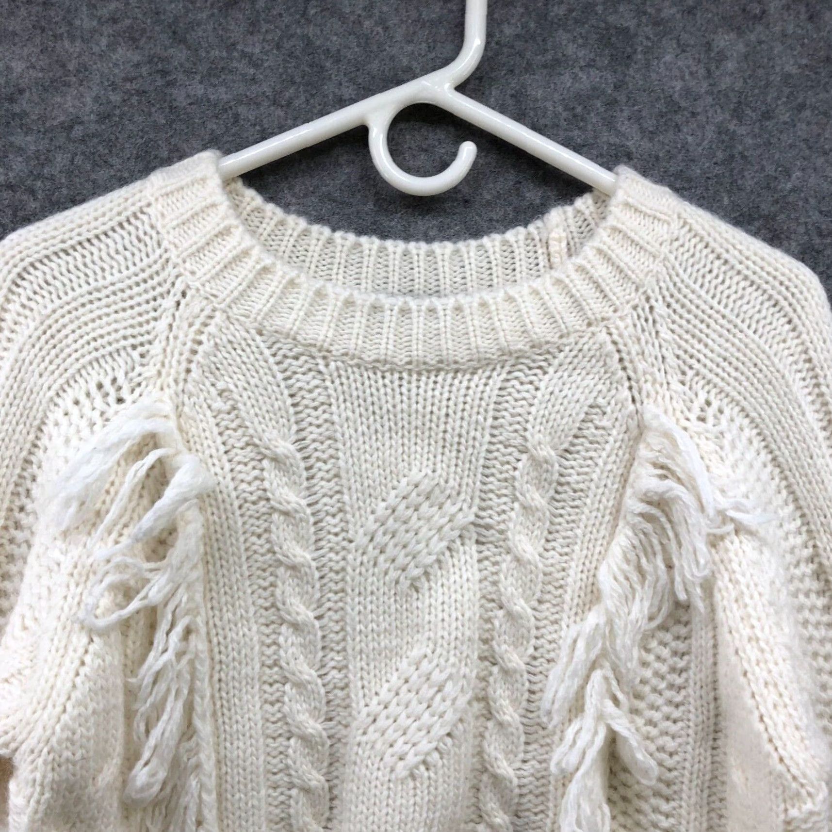 Vintage VINTAGE Elsa Manda Fringe Cable Knit Sweater Women’s M Wool Blend Ivory Size M / US 6-8 / IT 42-44 - 3 Thumbnail