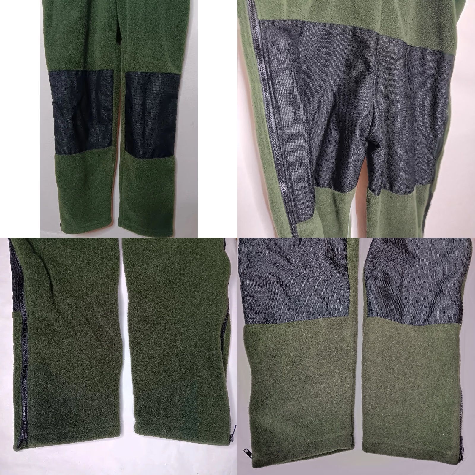 Vintage Adventure Tech Inc Bib Overalls Men L Green Fleece Knit Knee/Rear Reinforced Adjustable Straps Zip Side Zippers Snow Pants 29" Inseam Winter Outdoors Size US 33 - 8 Thumbnail
