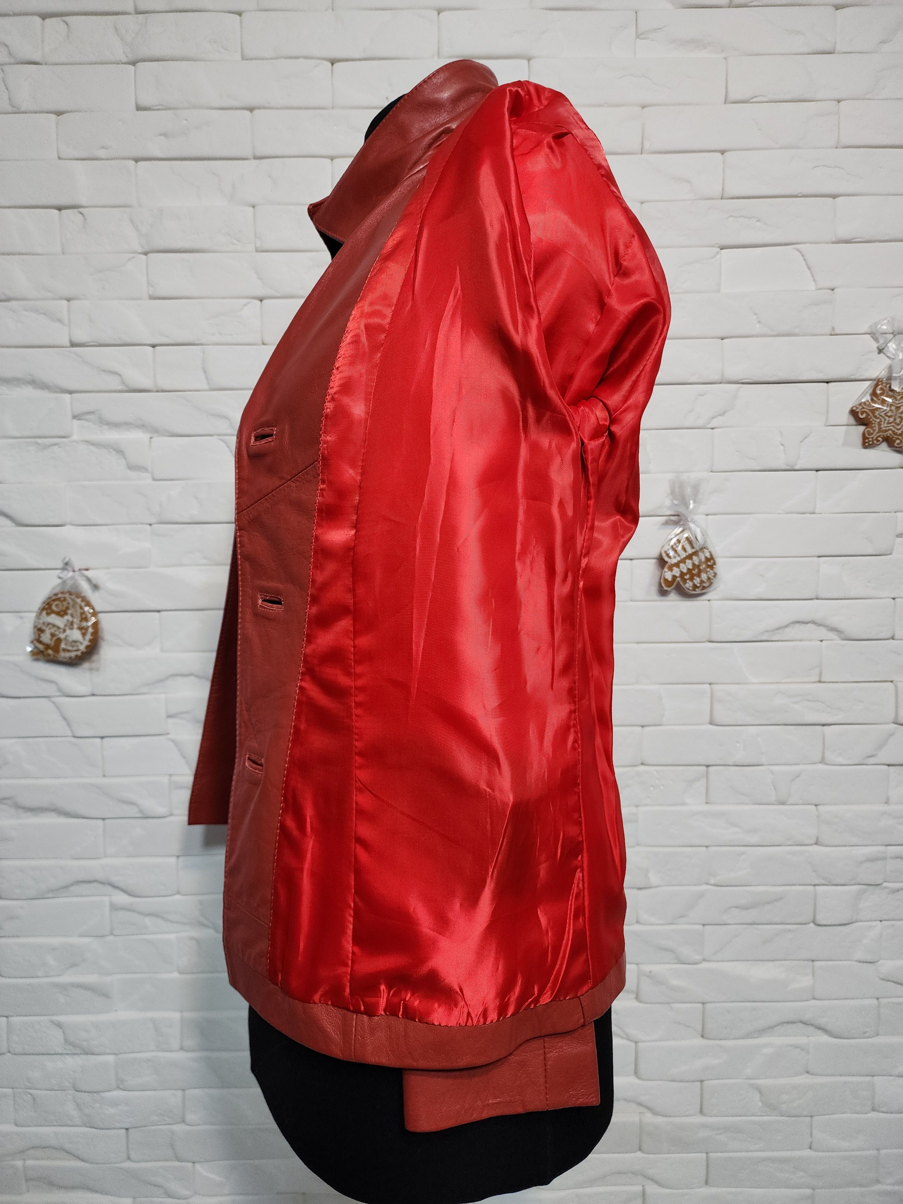 Genuine Leather Red Genuine Leather Women's Jacket: Button Front, Size M / US 6-8 / IT 42-44 - 9 Thumbnail