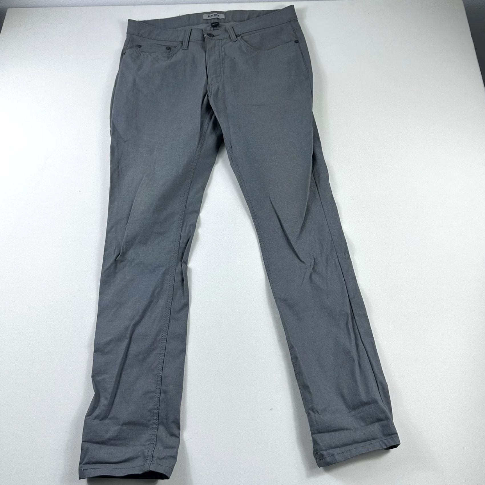 Kenneth Cole Kenneth Cole Reaction Chino Pants Slim-Fit Gray Mens 32x32 Size US 32 / EU 48 - 2 Thumbnail