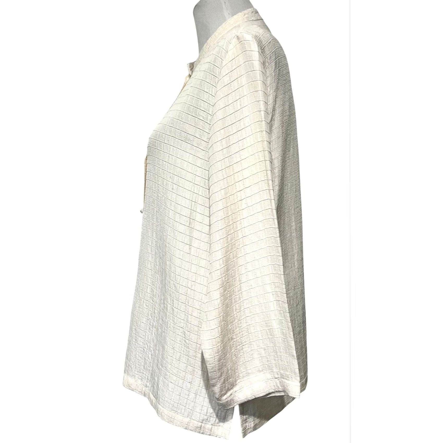 Eileen Fisher Eileen Fisher Jacket Womens M Cream Topper Silk Linen Blend Knob Button Closure size Size M / US 6-8 / IT 42-44 - 6 Thumbnail