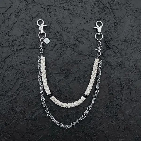 Jewelry Double Layered Steel Gemstone White Turquoise Wallet Chain Size ONE SIZE - 5 Thumbnail