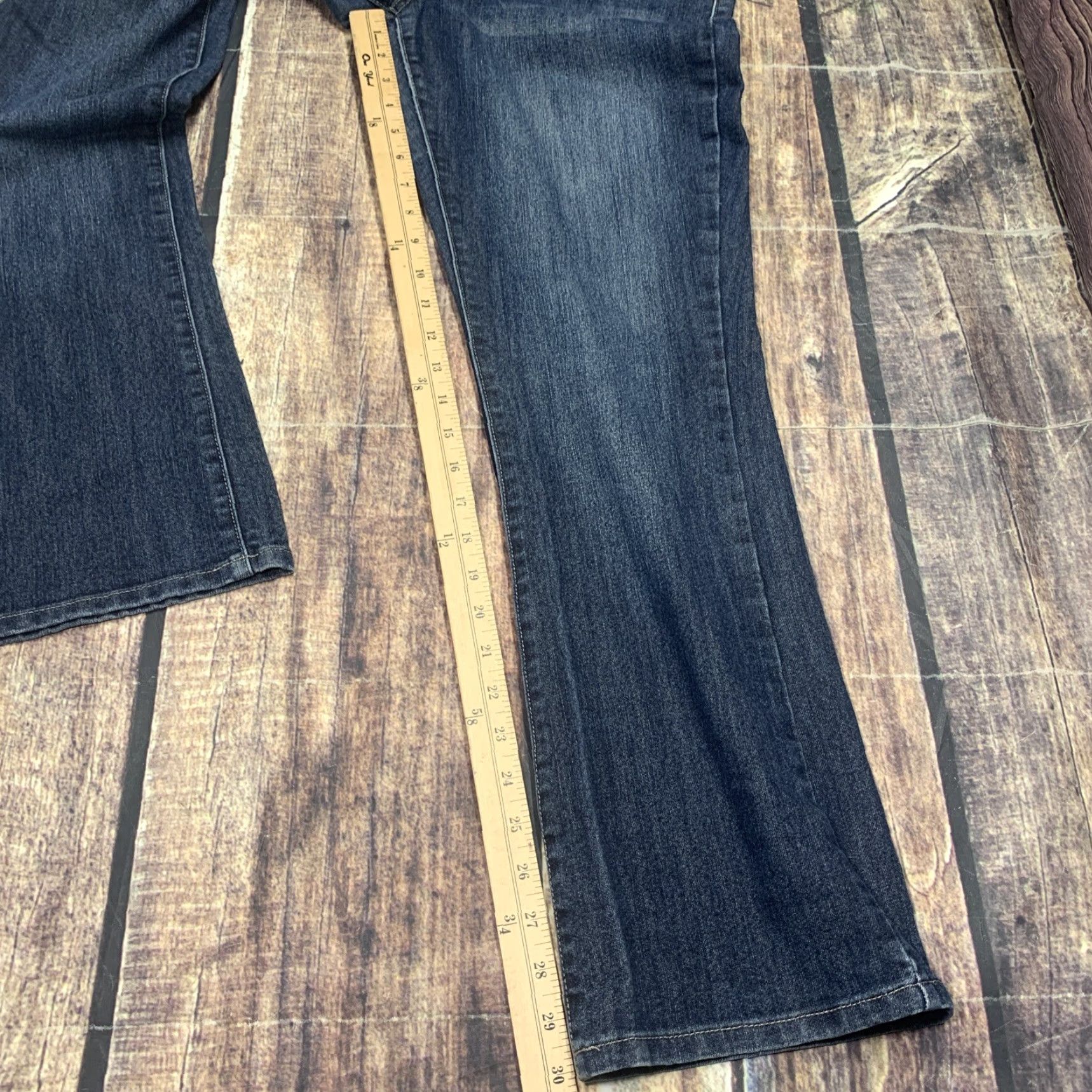 Denime Womens Massini Mid Rise Bootcut Stretch Denim Blue Jeans Size 8 Bling 32 x 30 Size 30" / US 8 / IT 44 - 2 Thumbnail