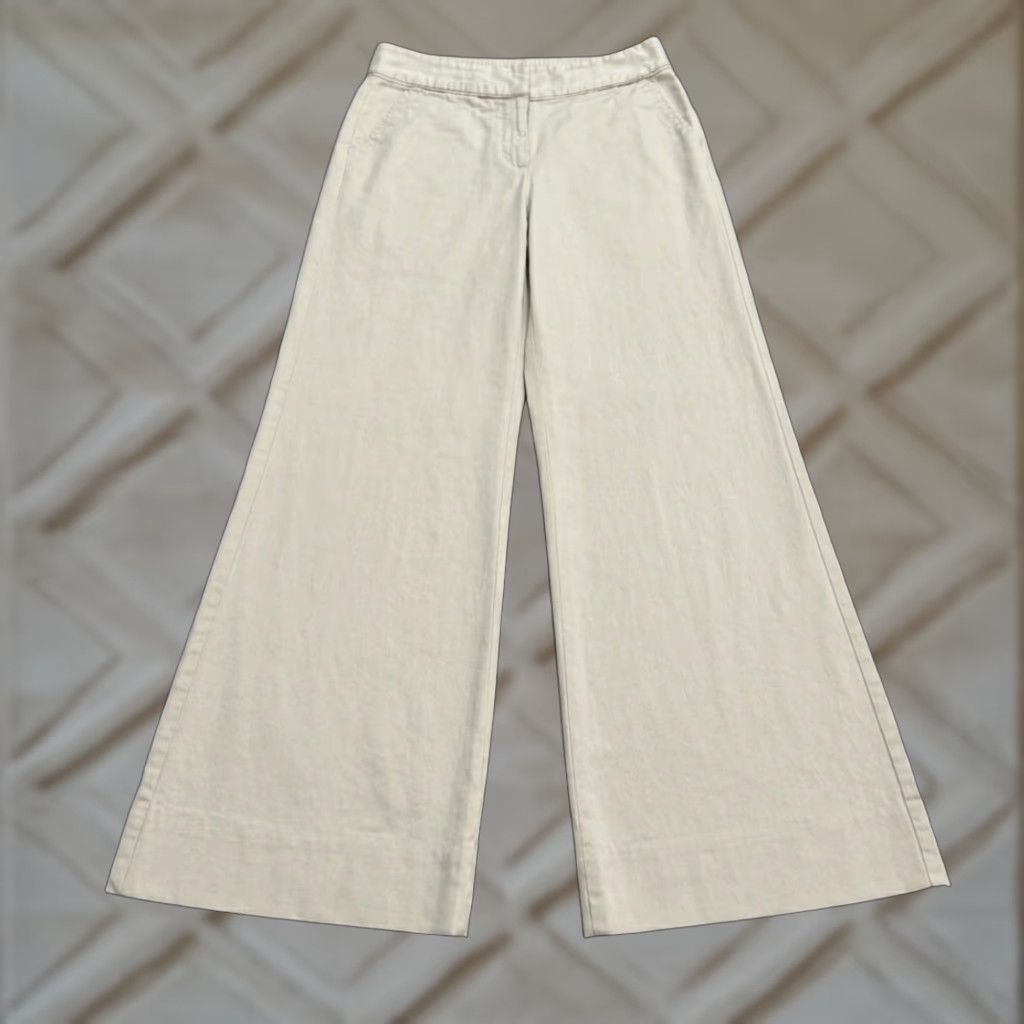 BCBGeneration BCBGeneration Wide Leg Chino Pants Women 0 Beige Mid Rise Cotton Stretch Casual Workwear Size 25" / US 0 / IT 36 - 1 Thumbnail