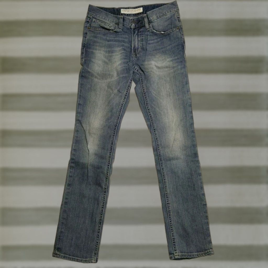 Express Express Alec Jeans Mens 29x30 Blue Cotton Denim Skinny 5-Pocket Zipper Button Size US 29 - 1 Thumbnail