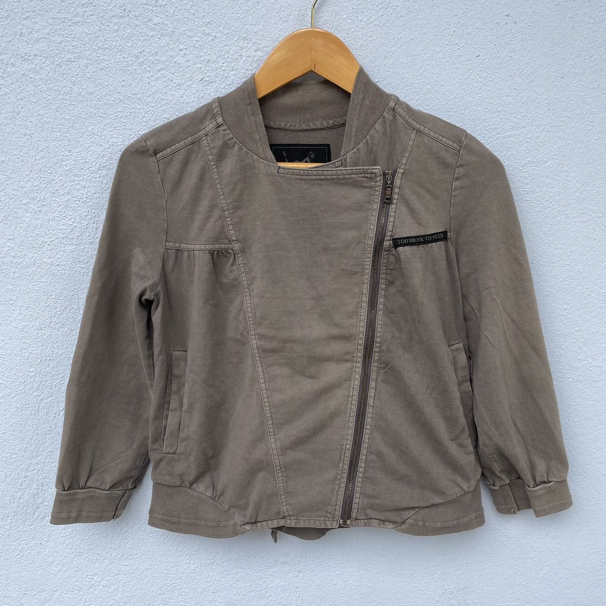 image of Hysteric Glamour Too Drunk To Fuck Zipper Jacket in Grey, Women's