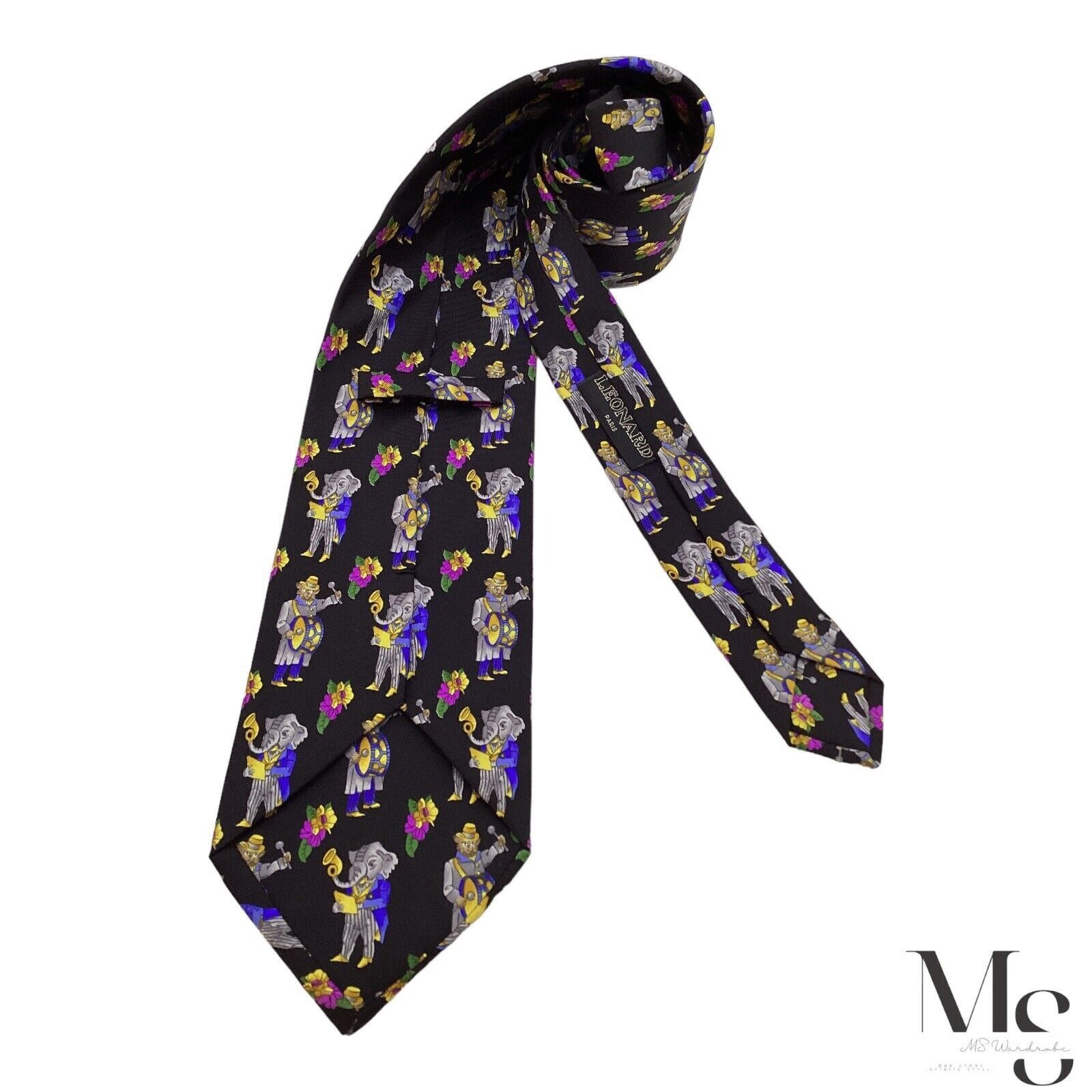 LEONARD PARIS Dessin N 097 Black Floral & Animal Orchestra