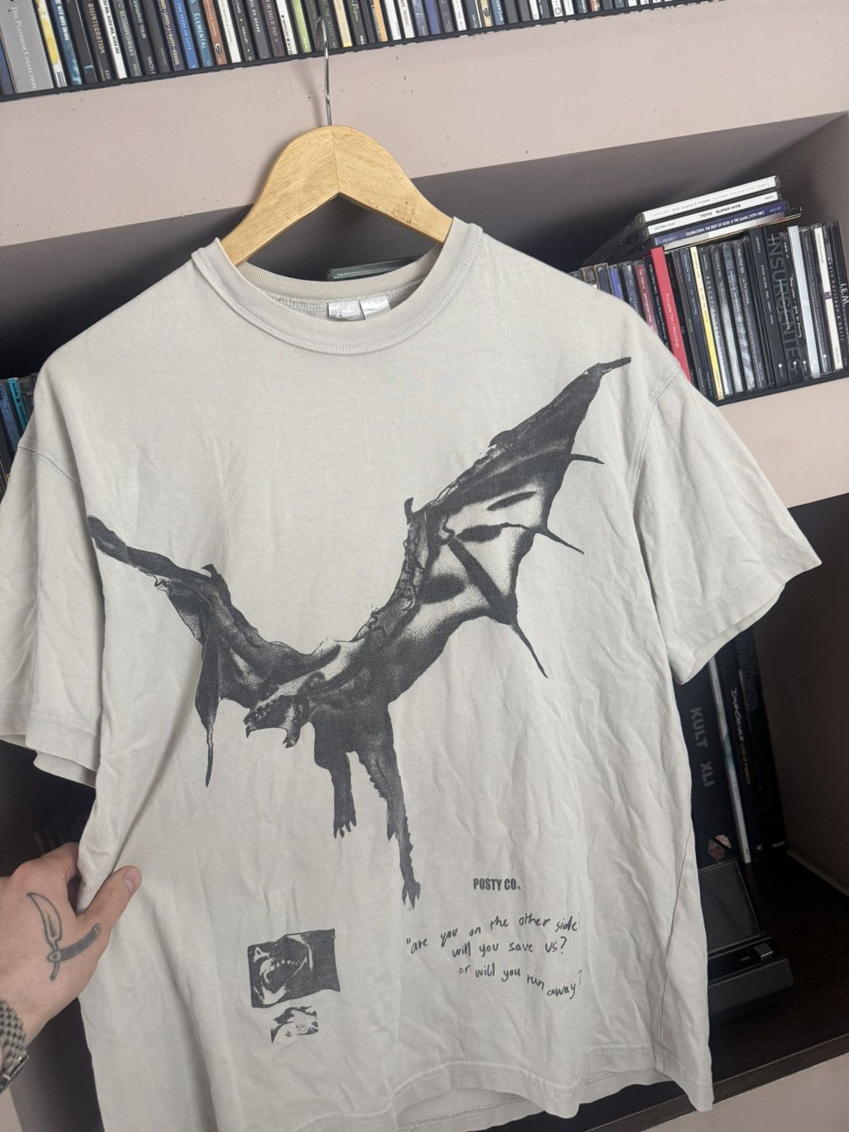 H&M Post Malone POSTY CO T-shirt Beige Boxy Fit Streetwear Size US M / EU 48-50 / 2 - 2 Thumbnail