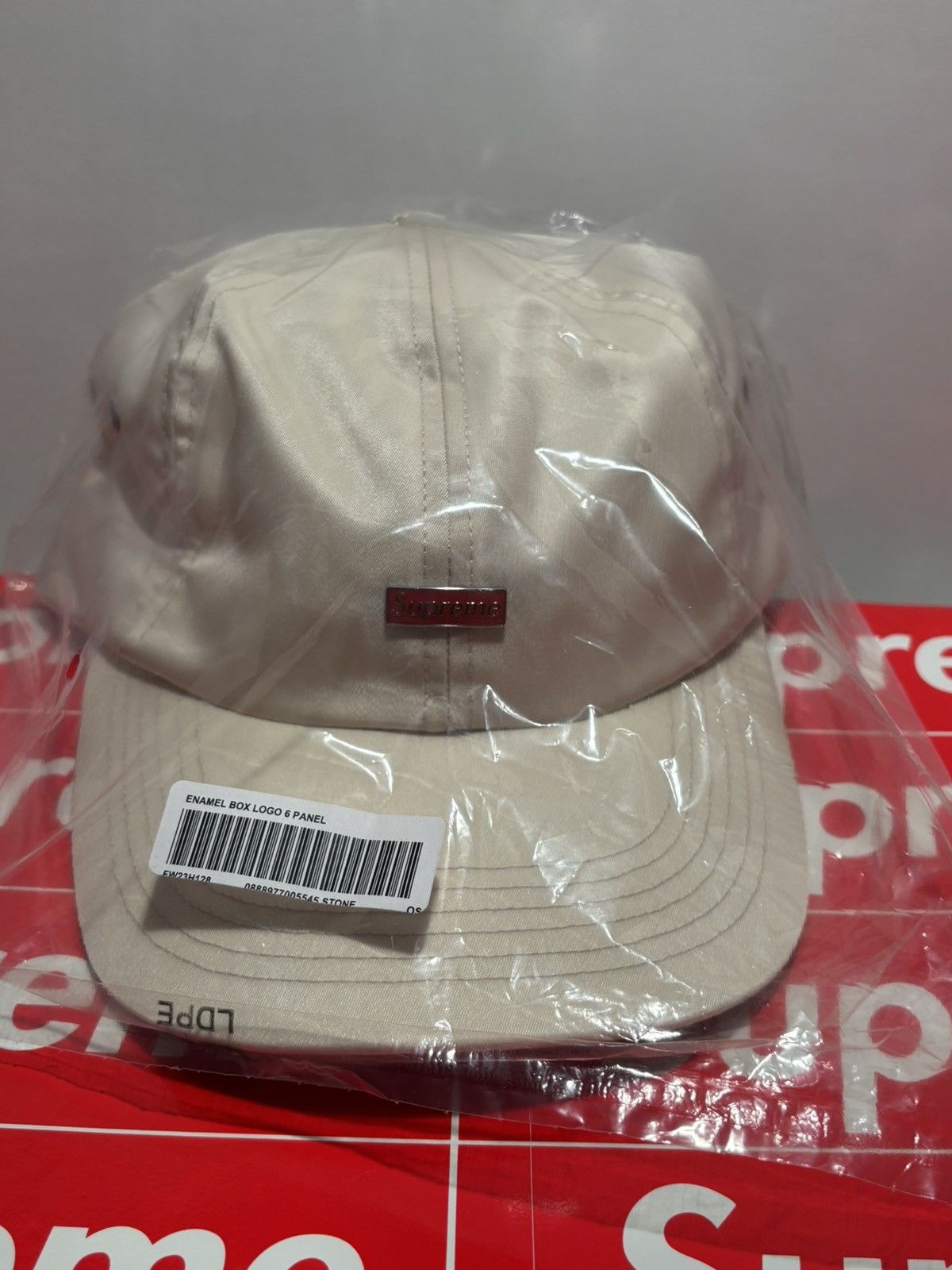 SUPREME red Enamel Box Logo panel cap hat FW23 stone new