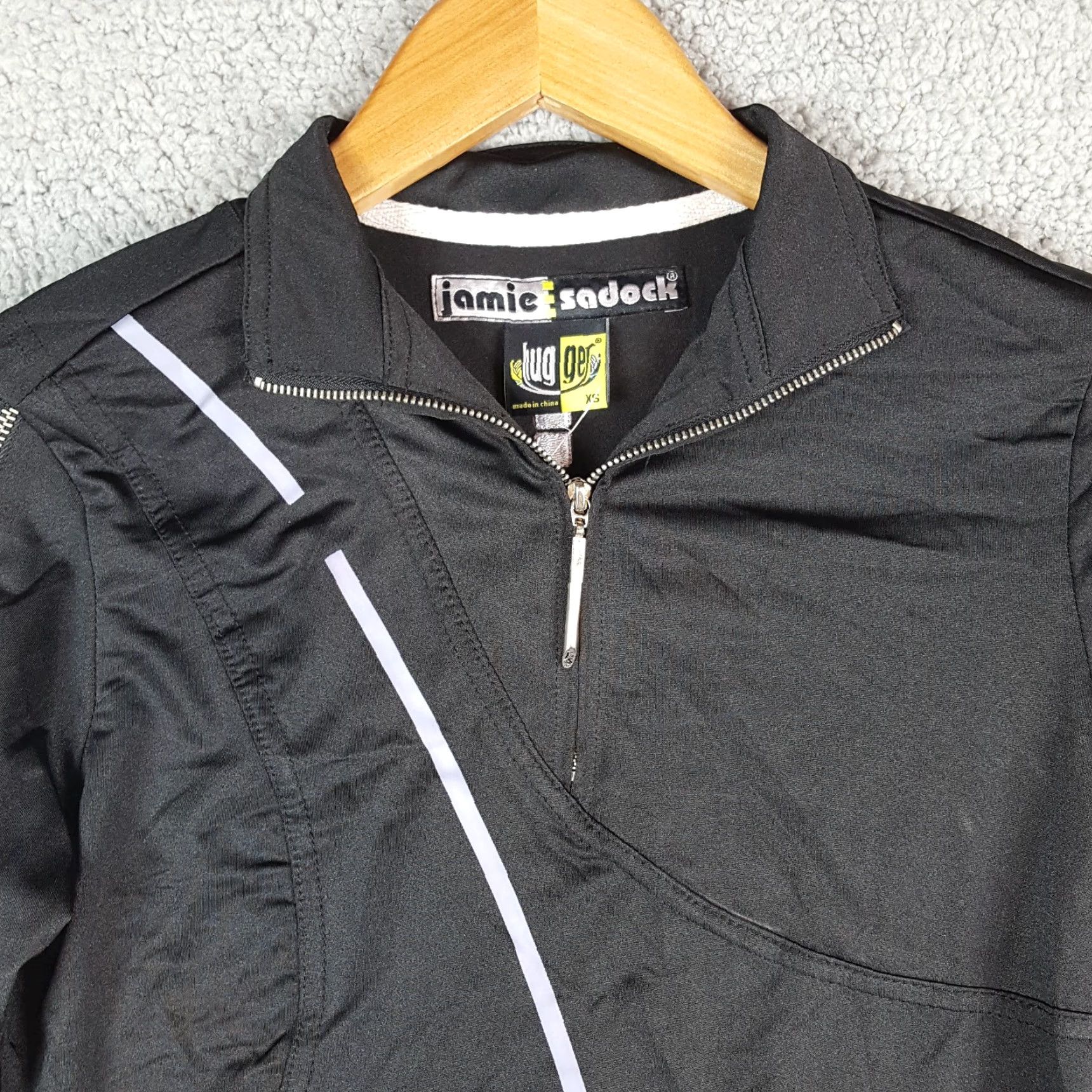 Vintage VINTAGE Jamie Sadock Windbreaker Jacket Women XS Black Zip Up Lightweight Mid-Length Windbreaker 80s 90s Y2K Retro Pockets Full Zip Logo Embroidered Size XS / US 0-2 / IT 36-38 - 2 Thumbnail