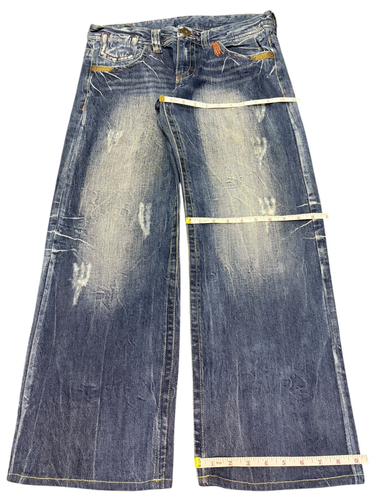 Fubu Vintage Japanese Brand Faded Wash Distress Baggy Jeans Size 32" / US 10 / IT 46 - 8 Thumbnail