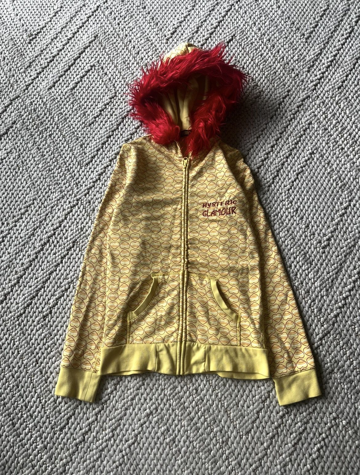 Hysteric Glamour Y2K faux fur hysteric logo full zip hoodie