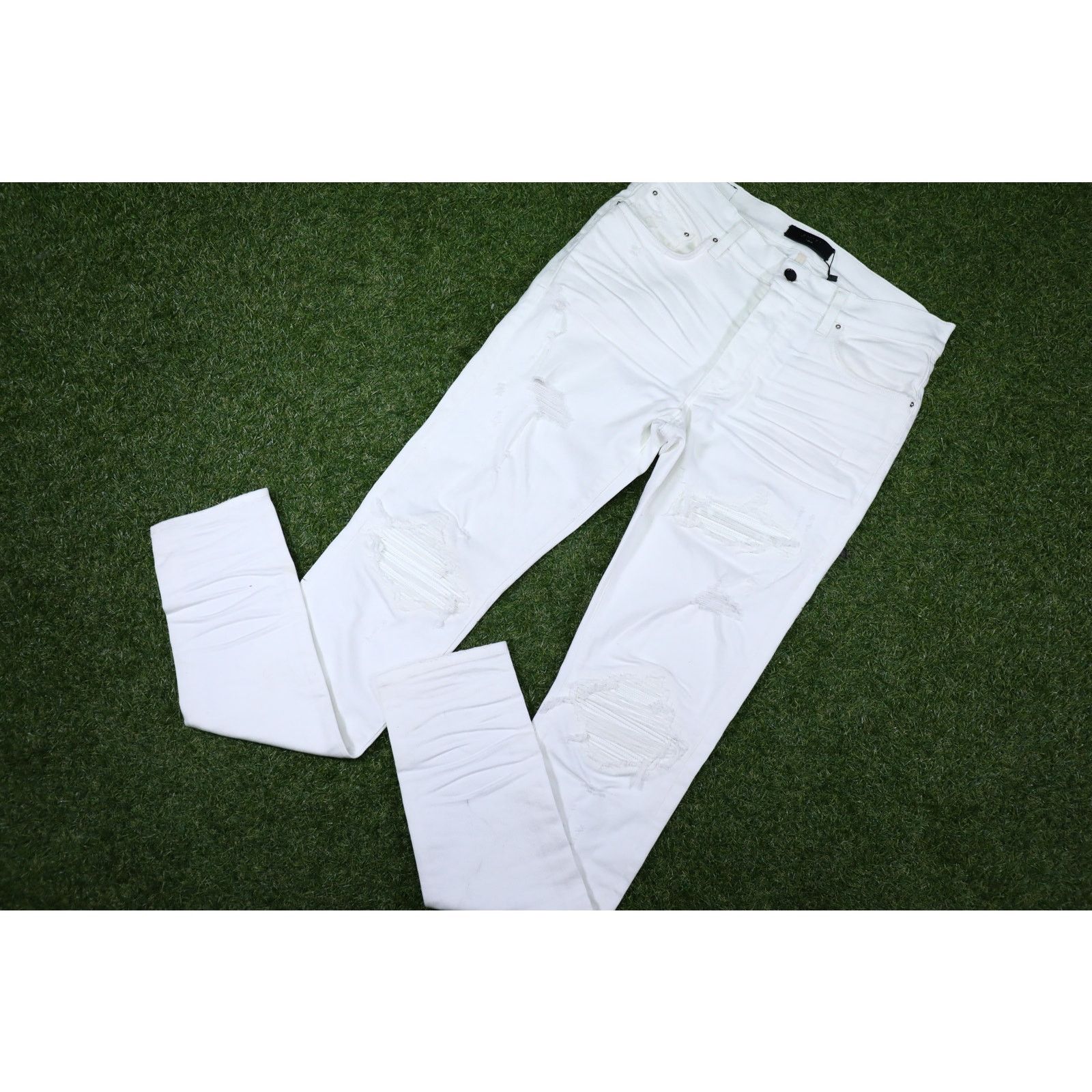 Amiri MX1 White Leather Jeans White Size 33