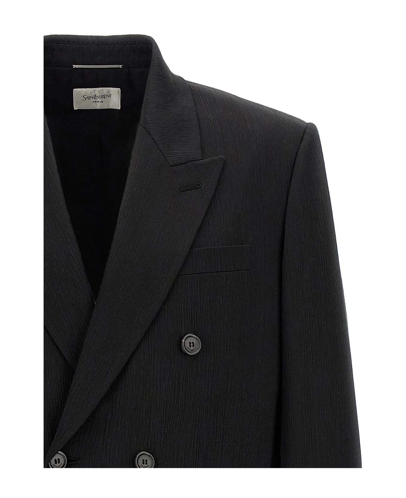 Saint Laurent Paris oc11z0126 817668 Jacket in Silk Satin Crepon in Black Size US L / EU 52-54 / 3 - 3 Thumbnail