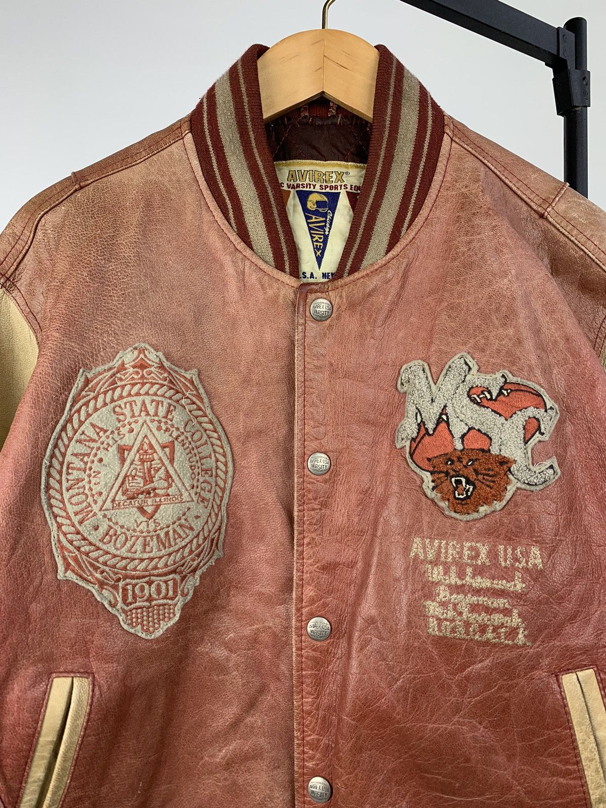 Avirex Avirex Bobcat Bozeman Patina Varsity Leather Jacket Size US M / EU 48-50 / 2 - 3 Thumbnail