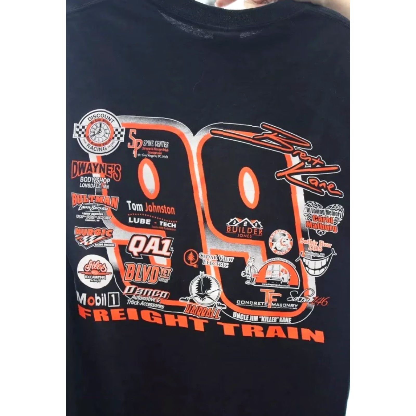 Vintage VINTAGE Men’s Raising Kane Racing #99 Black/Orange Car Graphic Long Sleeve Shirt M Size US M / EU 48-50 / 2 - 3 Thumbnail