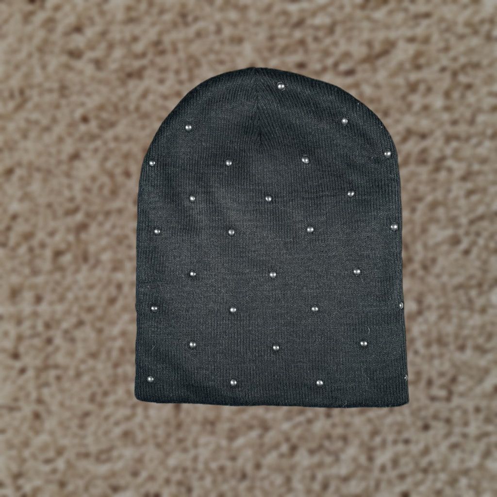 Vintage Target Beanie Hat Womens One Size Black Beaded Knit Casual Fall Winter Size ONE SIZE - 1 Thumbnail