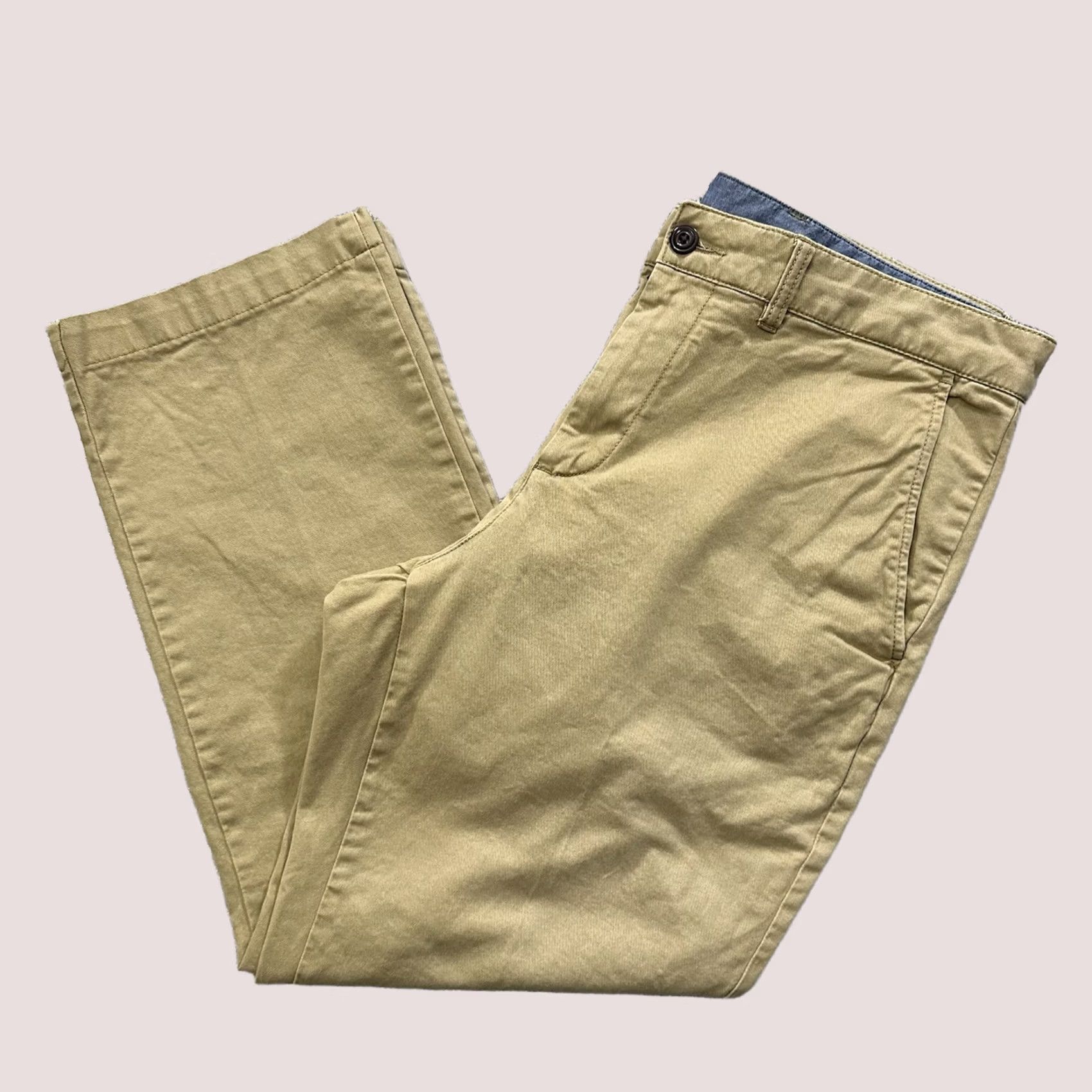 Vintage VINTAGE LL Bean Khaki Pants Mens 35x27 Lakewashed Straight Stretch Standard Fit Beige Shirt Size US 35 - 1 Thumbnail