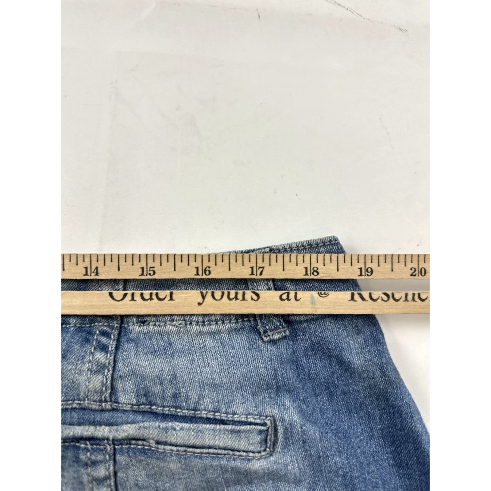Vintage Lane Bryant Skirt Women’s 18 Blue Denim Front Zip A-Line Knee Length Plus Stretch Pockets Vendors? (Wait) Size 40" / US 18 - 7 Thumbnail