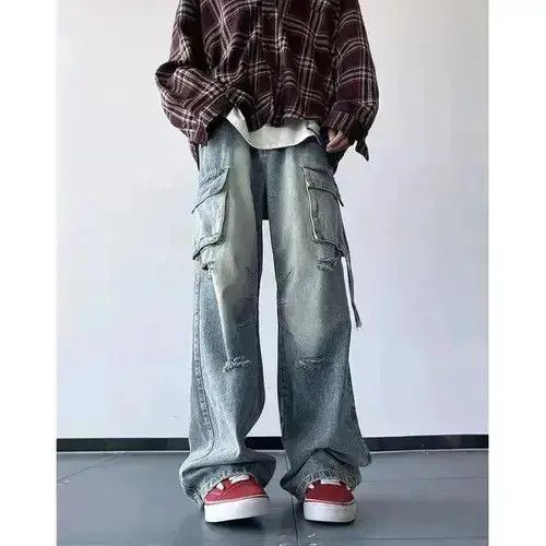 Japanese Brand Ripped Holes Cargo jeans Size US 32 / EU 48 - 2 Thumbnail
