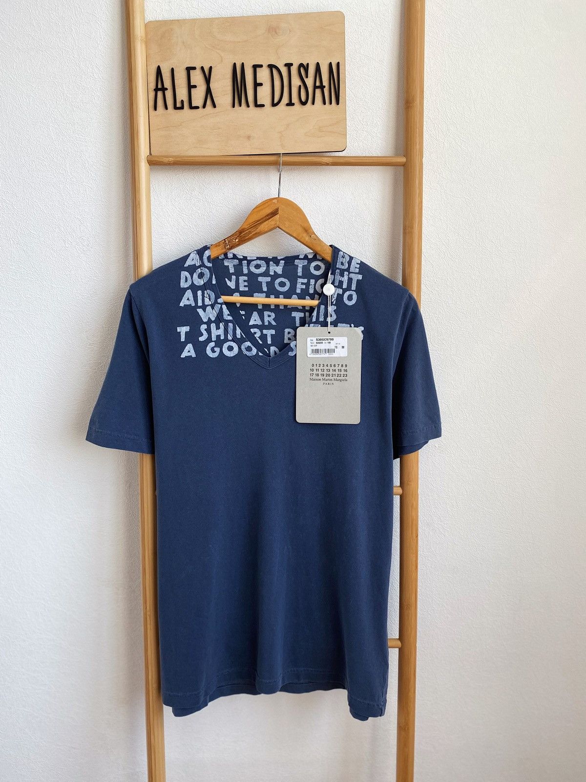 Maison Margiela MAISON MARTIN MARGIELA AIDS garment dyed v- neck t-shirt Size US M / EU 48-50 / 2 - 2 Thumbnail