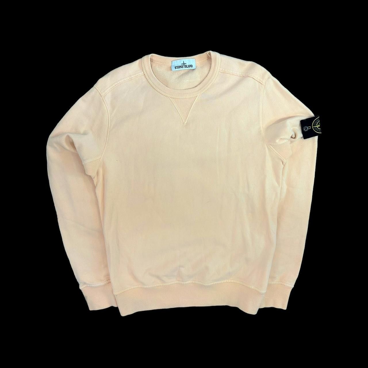 Image of Stone Island Pullover Crewneck Jumper in Peach, Men's (Size Small)