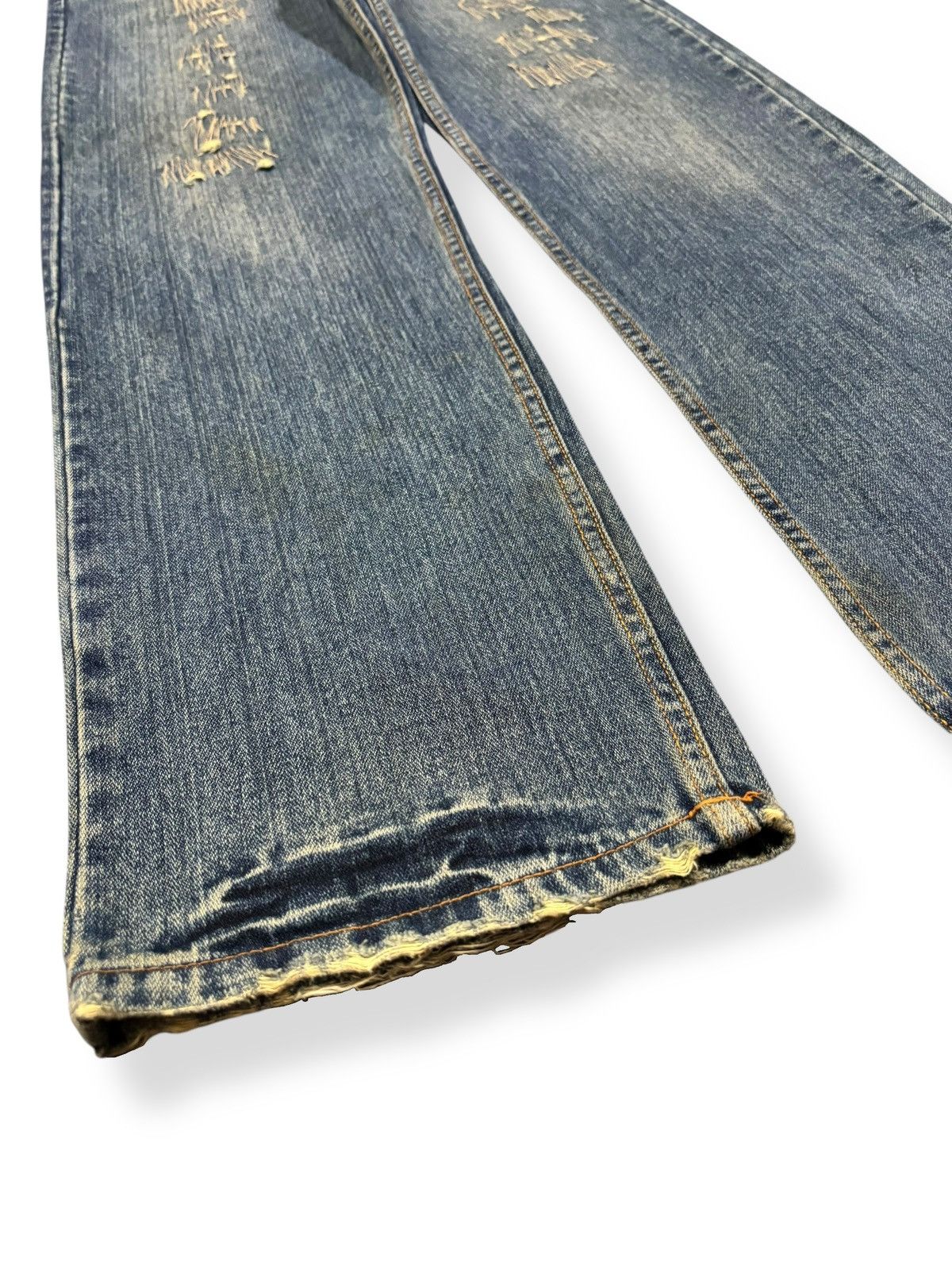 Kapital Vintage Nylaus Mud Wash Clawmark Distressed Zig Zag Jeans Size US 33 - 8 Thumbnail