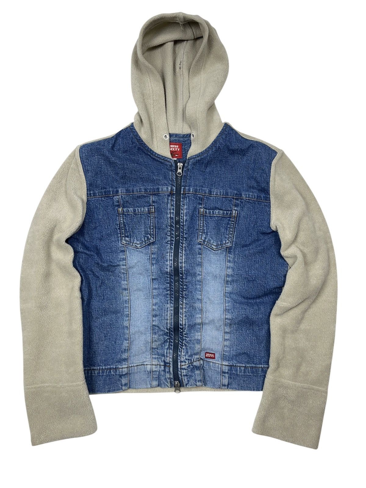 Japanese Brand × Miss Sixty × Vintage Vintage y2k Miss Sixty Denim Fleece Zip Jacket Hooded Size L / US 10 / IT 46 - 1 Thumbnail