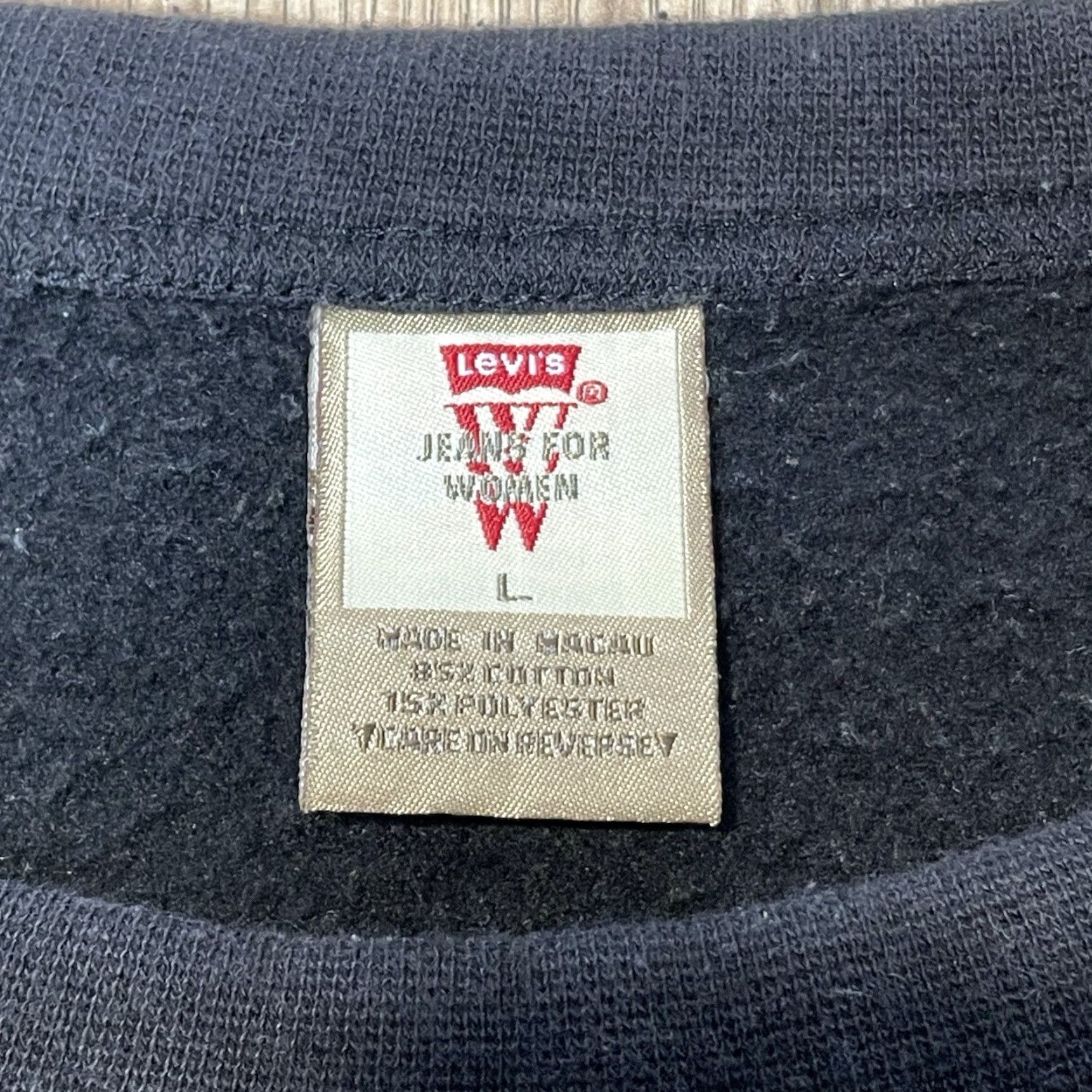 Levi's Levi's Women’s Blue Sweatshirt Large Activewear Pullover Embroidered Black Faded Size L / US 10 / IT 46 - 2 Thumbnail