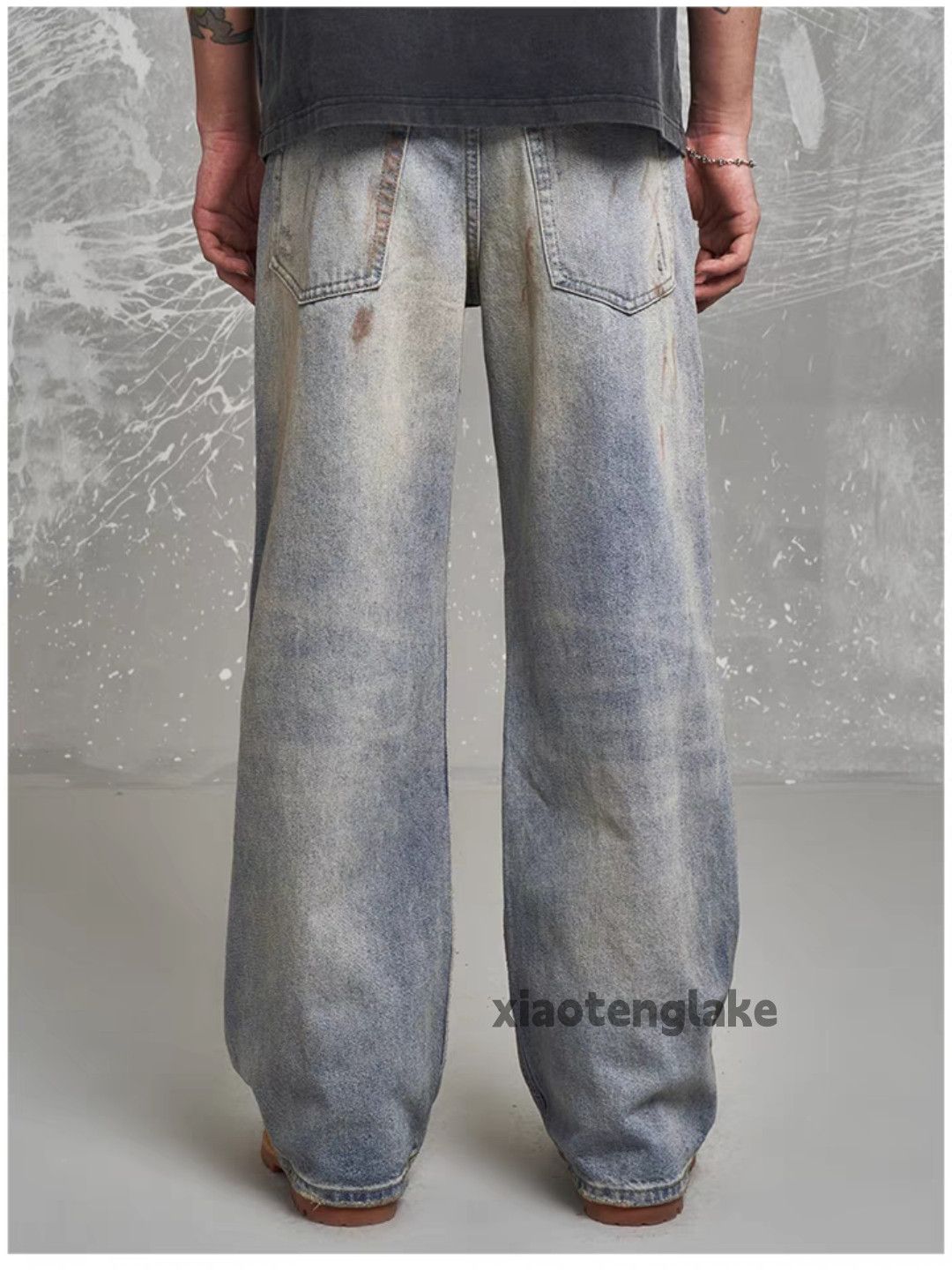 Jean × Vintage washed faded loose baggy ripped rusty damaged jeans Size US 28 / EU 44 - 3 Thumbnail
