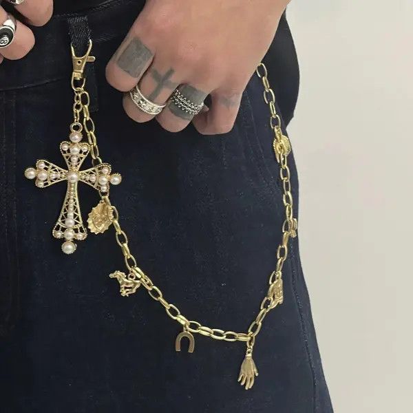 Jewelry Gold Chain Cross Pendant Wallet Chain, Men's Jewelry Size ONE SIZE - 1 Thumbnail