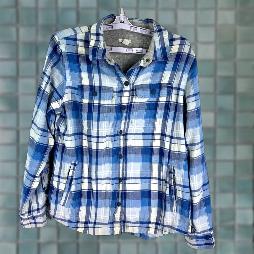 Vintage LL Bean Buffalo Plaid Fleece Lined Shacket Jacket Womens Size S Blue Size S / US 4 / IT 40 - 1 Thumbnail
