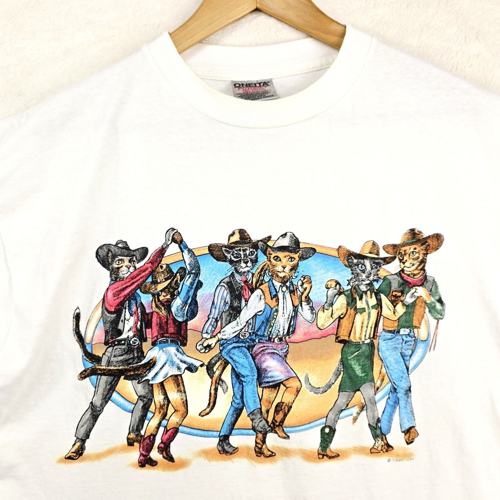 Other Vintage Dancing Cats Western Cowboys T-Shirt XL 90s Size US XL / EU 56 / 4 - 1 Thumbnail