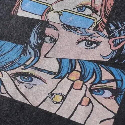 Anime × Japanese Brand Anime Eyes Black Printed T-shirt Tee Short Sleeve Size US M / EU 48-50 / 2 - 3 Thumbnail