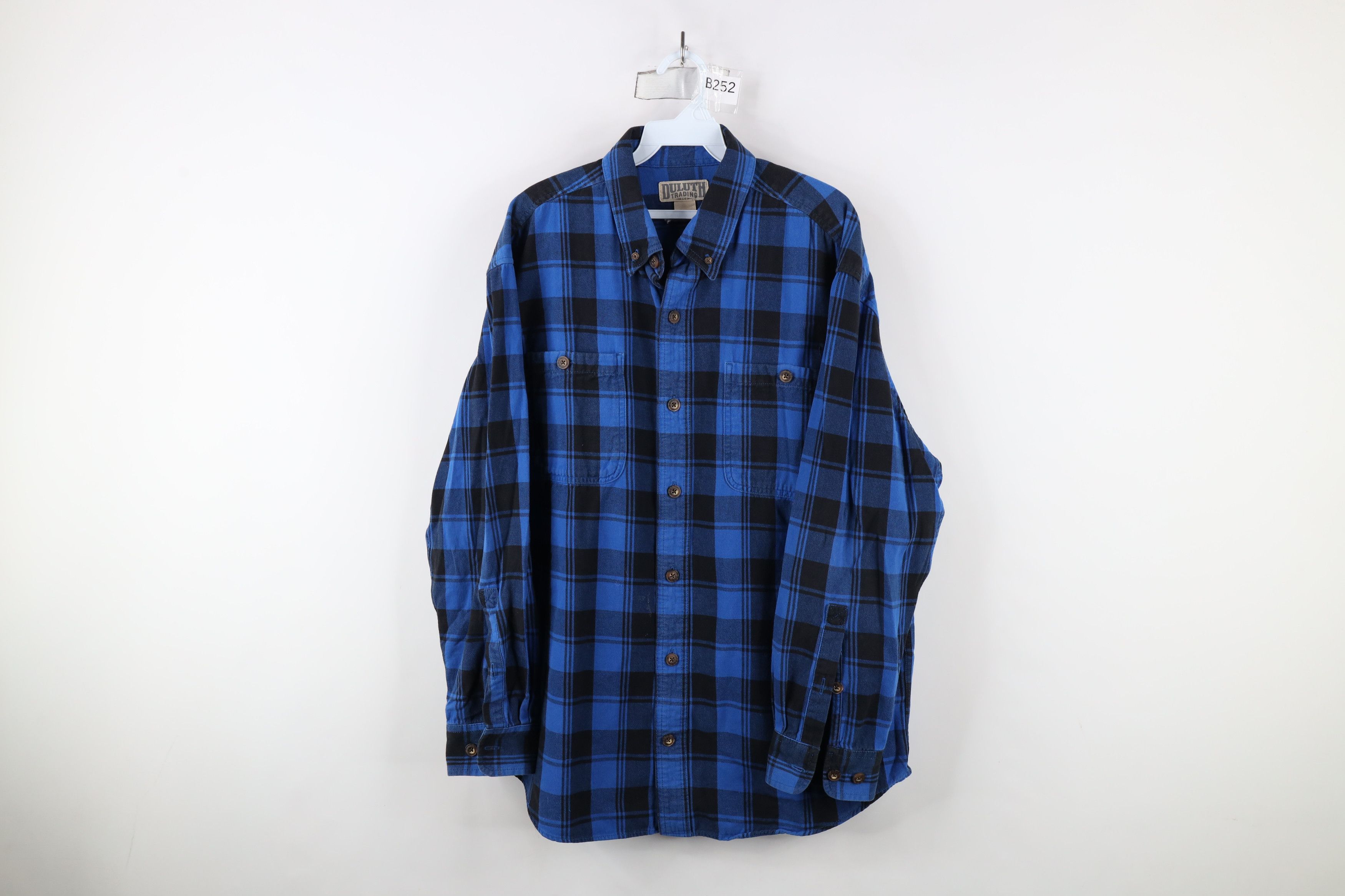 Duluth Trading Company × Vintage Duluth Trading Co Flannel Collared Button Down Shirt Blue Size US L / EU 52-54 / 3 - 1 Thumbnail