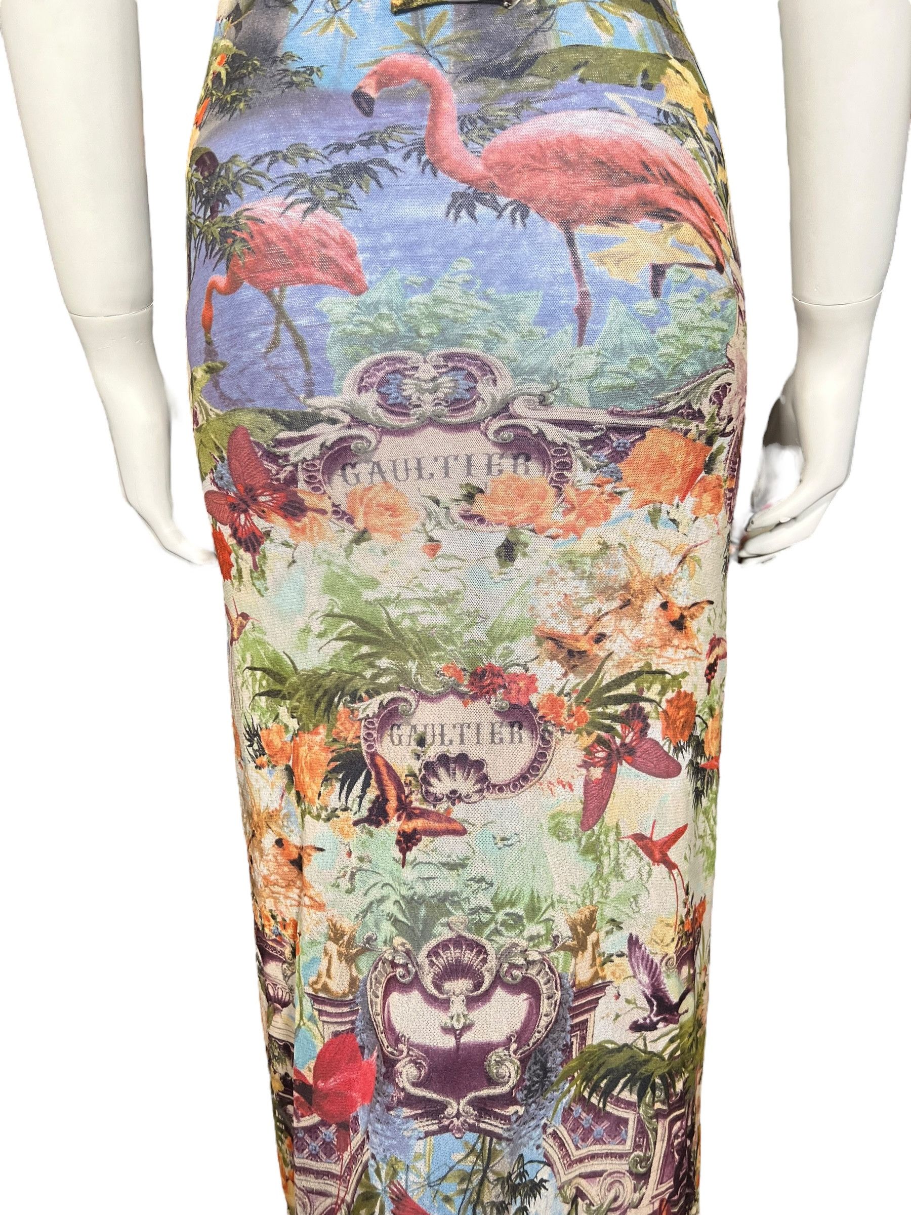 Jean Paul Gaultier Jean Paul Gaultier S/S 1999 Flamingo and Jungle Maxi Dress Size M / US 6-8 / IT 42-44 - 6 Thumbnail