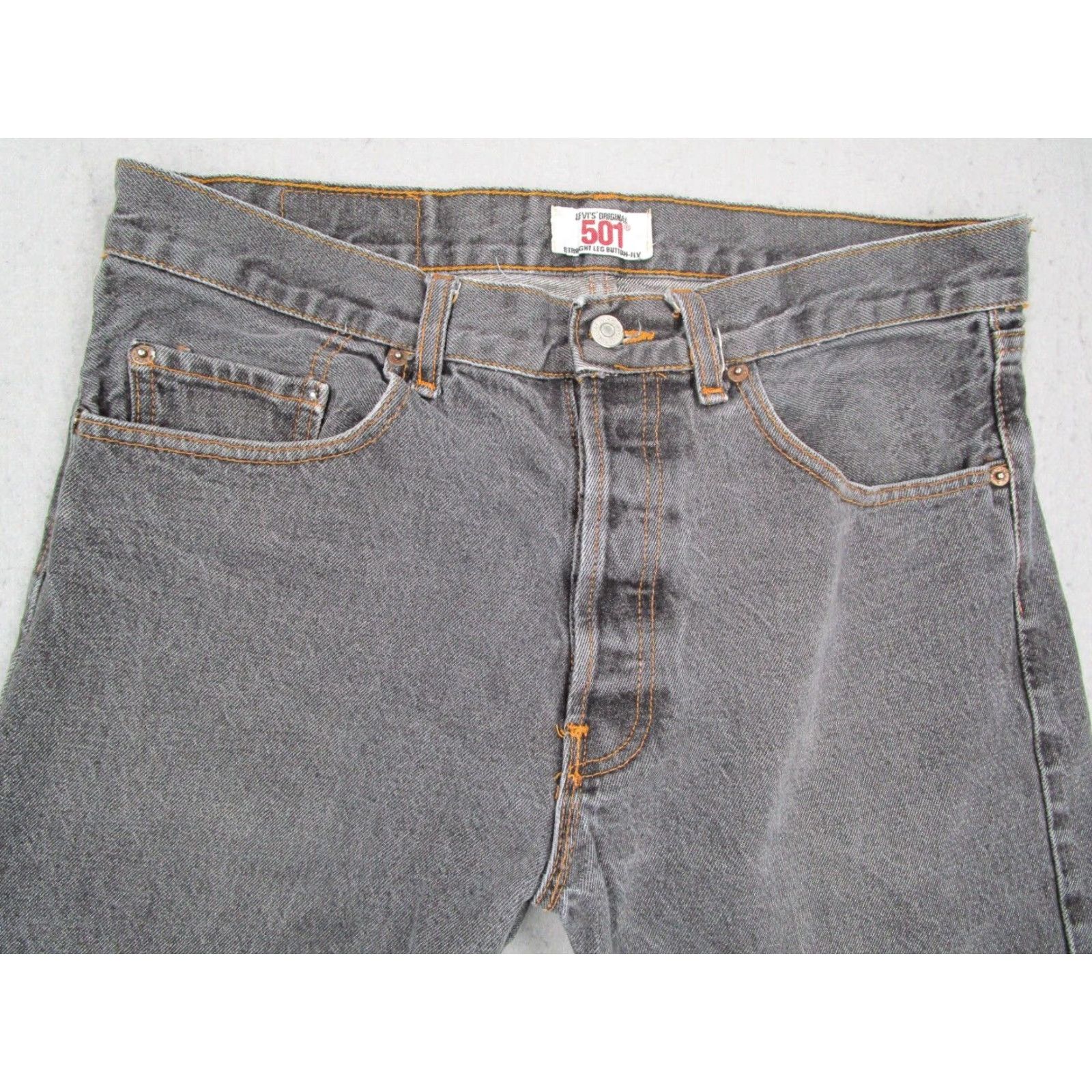 Levi's Levi's 501 Jeans Mens 36 Gray Straight Button Fly Denim Made in USA 36x30 Vintage Size US 36 / EU 52 - 2 Thumbnail