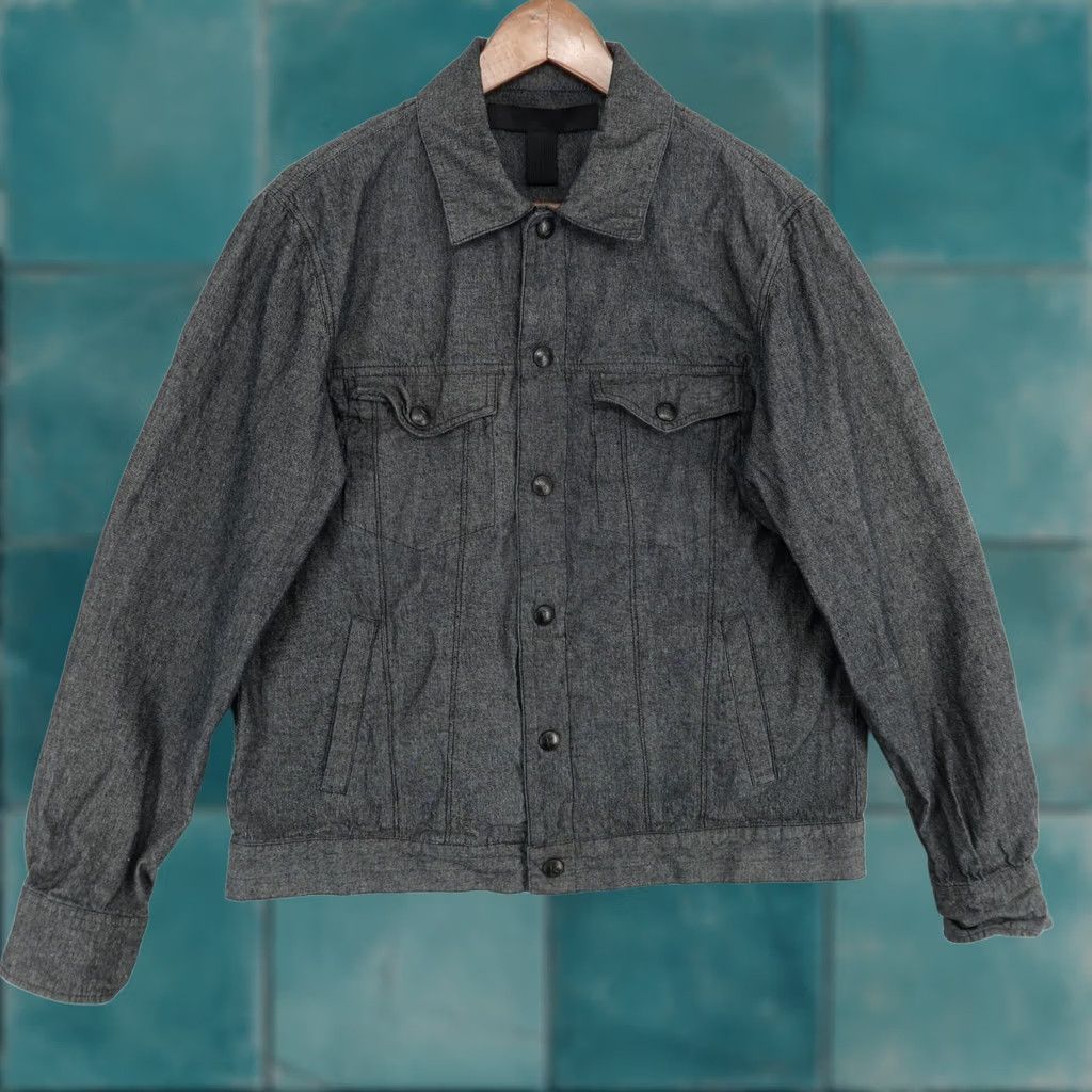 Black Scale Black Scale Denim Shirt Jacket Mens Large Black Denim Trucker Snap Front Bomber Jacket Size US L / EU 52-54 / 3 - 1 Thumbnail