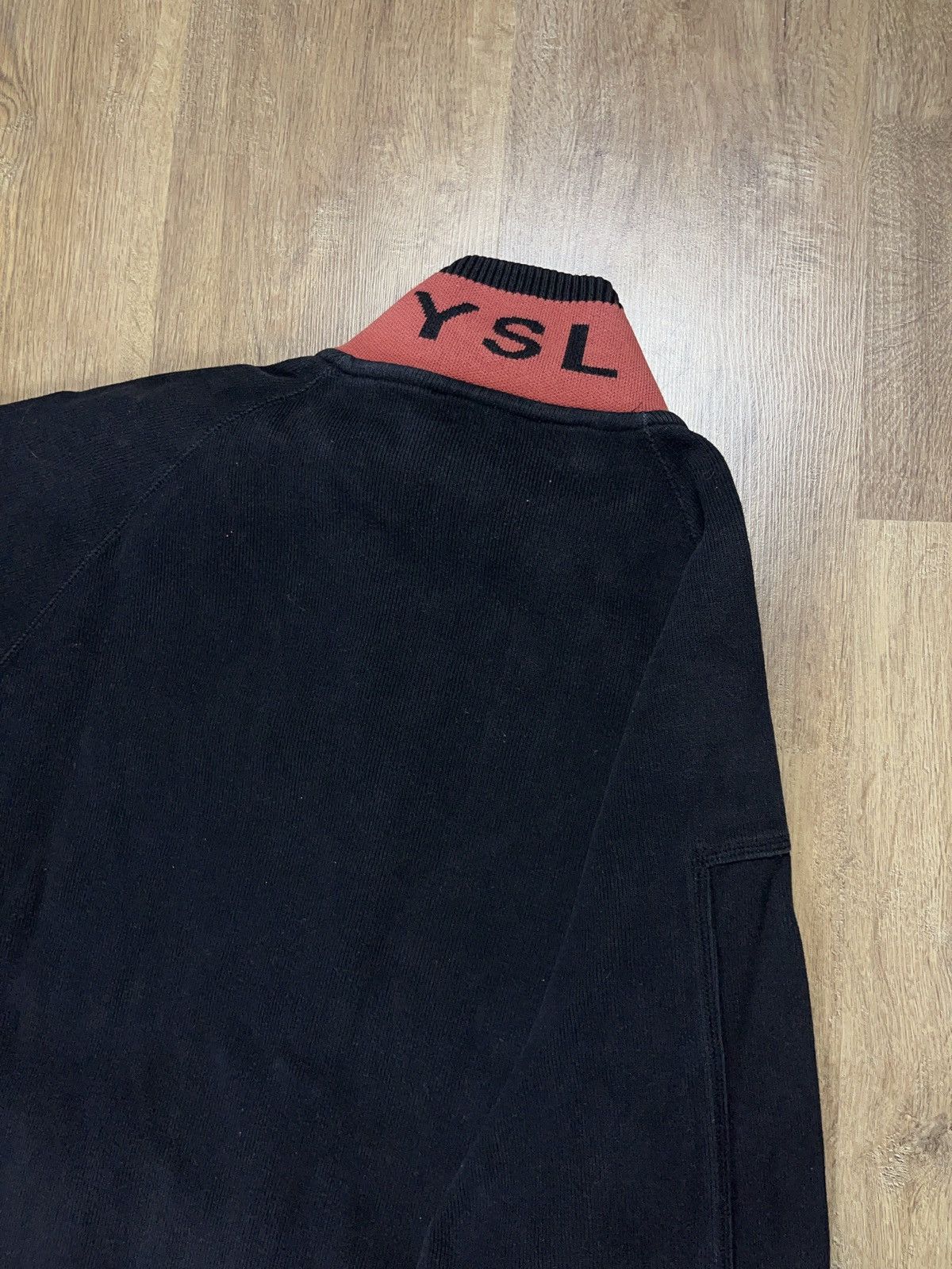 ➕YSL vintage big logo zip up cotton sweater/sweatshirt Tops